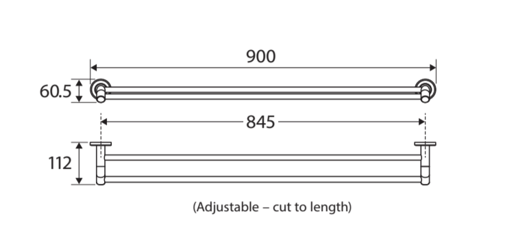 Fienza Axle Double Towel Rail 900mm (35.4