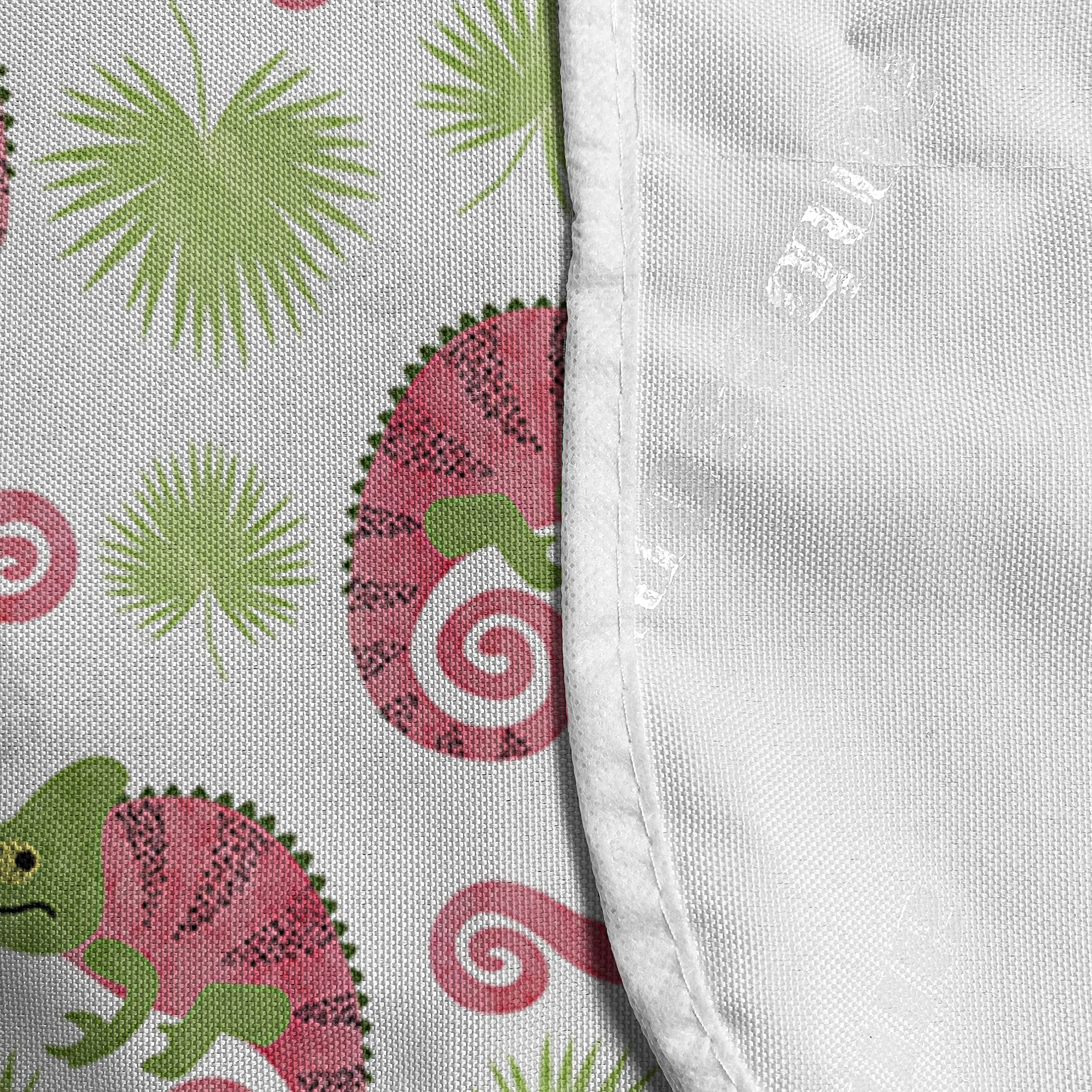 Ambesonne Exotic Microwave Oven Cover - Tropical Chameleon & Palm Leaf Design, Waterproof Kitchen Organizer with Storage Pockets, 36x12 Inches, Dark Coral Green - Perfect for Home, Apartment & Dorm Use