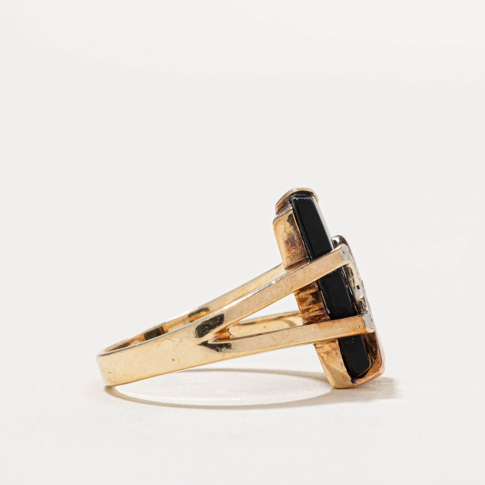 Elegant Onyx & Diamond Open Shank Ring - 3.00ct Black Onyx & 0.05ct Diamond - Size 7.5 - Perfect for Evening Parties & Special Occasions