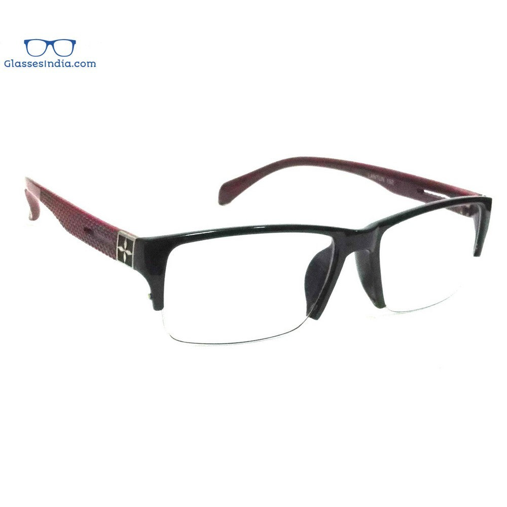 Anti-Glare Plastic Half Frame Computer Glasses 8103BKRD - Blue Light Blocking for Screen Time & Digital Eye Strain Relief - Perfect for Office, Gaming & Online Classes