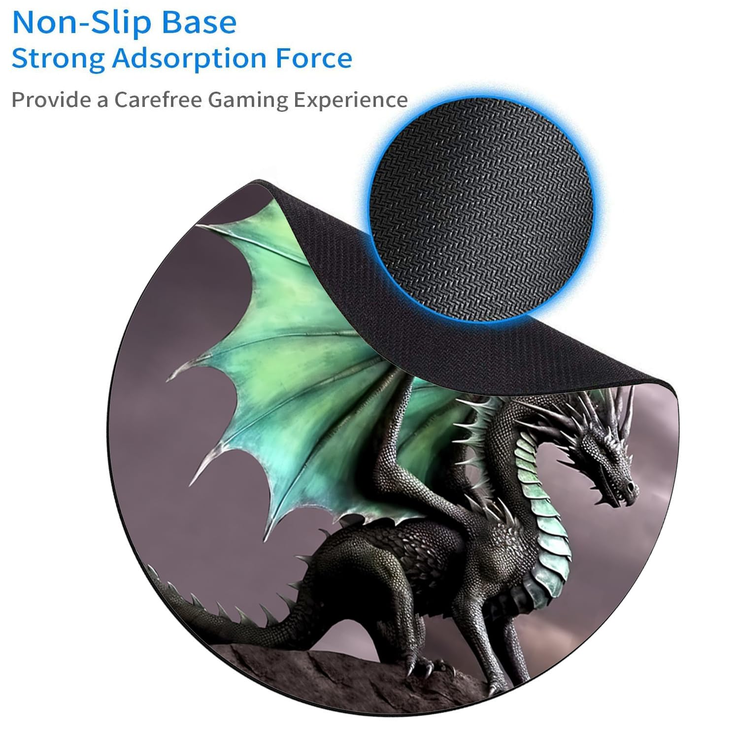 LACOMA Dragon Design Round Mouse Pad and Coasters Set - Non-Slip Rubber Base for Laptop & Computer - Cute Desk Accessories for Gaming, Office & Home Decor