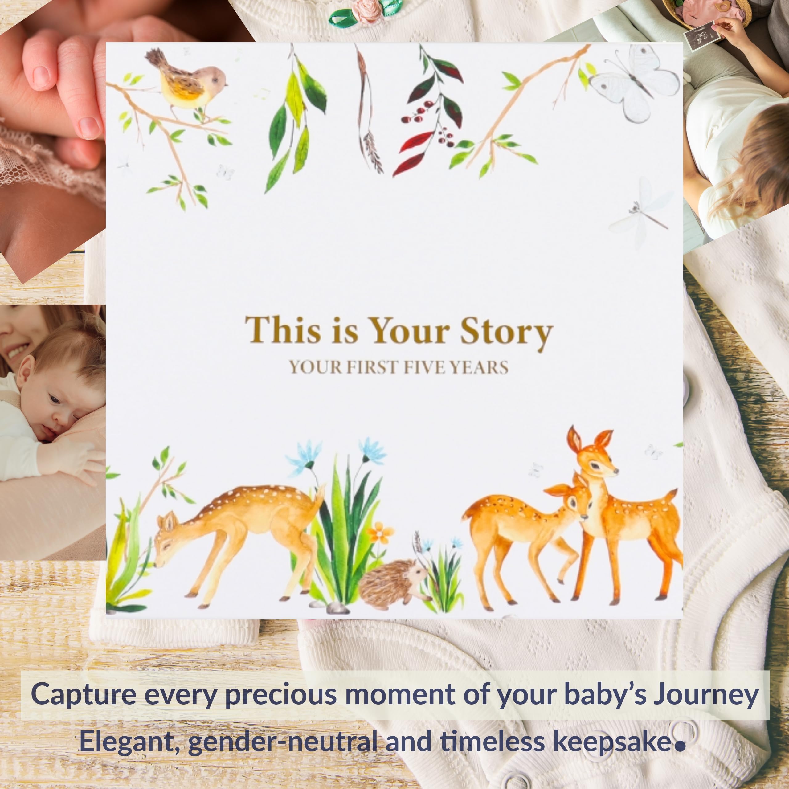 SNUGGLY CUB Baby Memory Book for Boys & Girls - First 5 Years Baby Scrapbook Album with Milestone Tracker - Gender Neutral Modern Baby Keepsake Journal - Perfect for Baby Showers, 1st Birthday Gifts & Family Memory Preservation