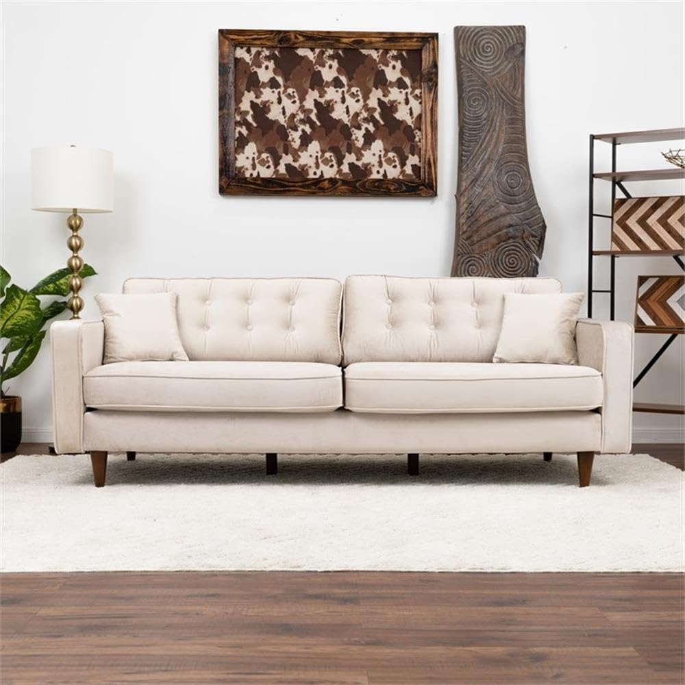 ASHCROFT Ophelia Mid Century Modern Velvet Sofa - Stylish Living Room Couch for Small Spaces, Apartments & Cozy Home Decor | Perfect for Lounge, TV Room & Contemporary Interiors