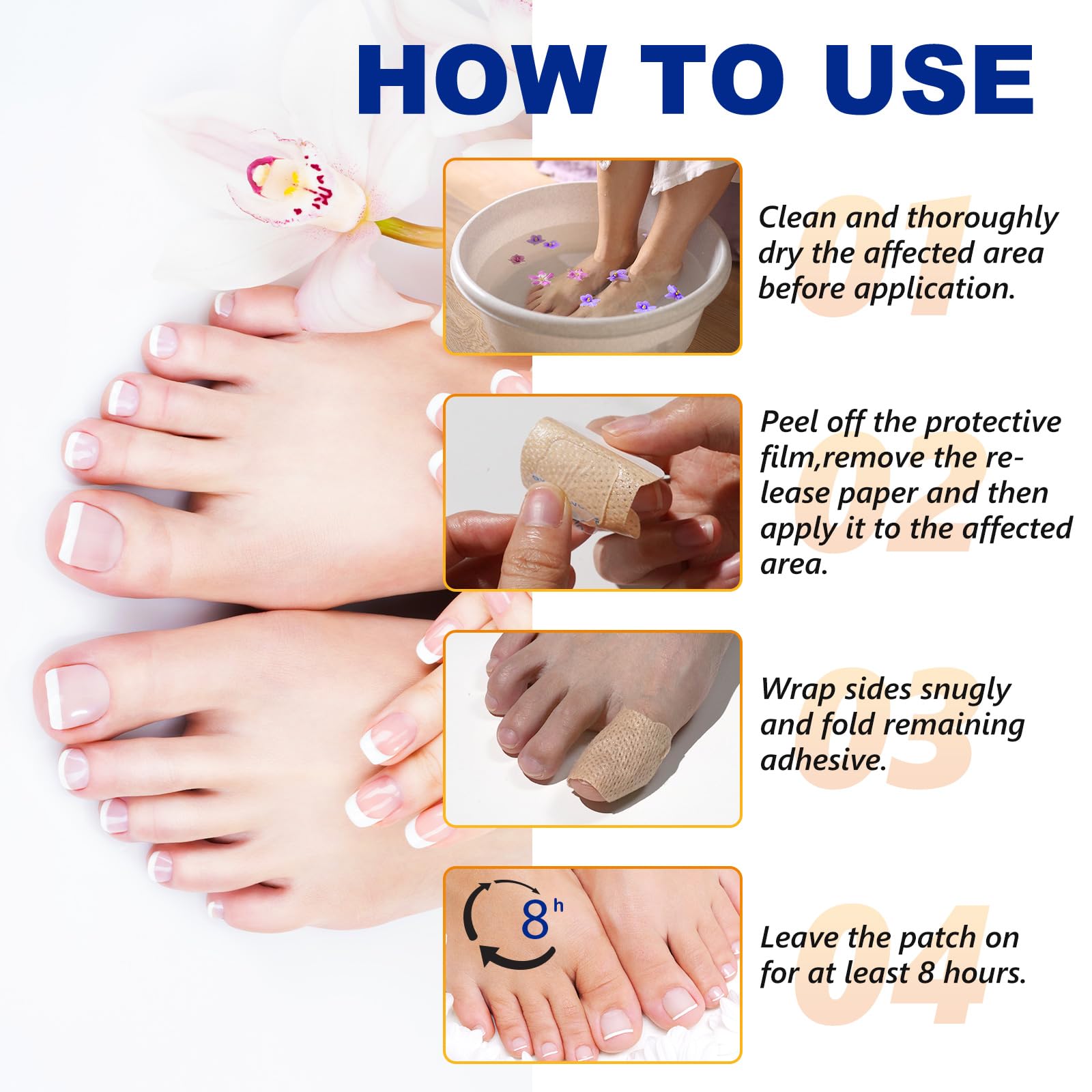 Toenail Fungus Treatment - 8 Hour Overnight Renewal Fungal Nail Patches (32 Count) - Effective Solution for Toenail Fungus Infection & Nail Repair - Perfect for Nighttime Use While Sleeping