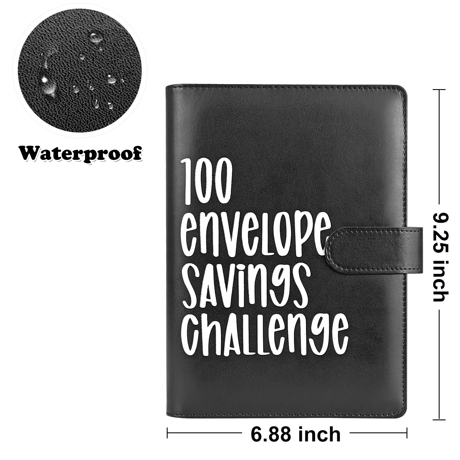 100 Envelope Challenge Binder - Money Saving Budget Planner with Cash Pockets | Fun & Easy Savings Tracker for Financial Goals | Perfect for Home Budgeting, Debt Payoff & Emergency Funds (Black)