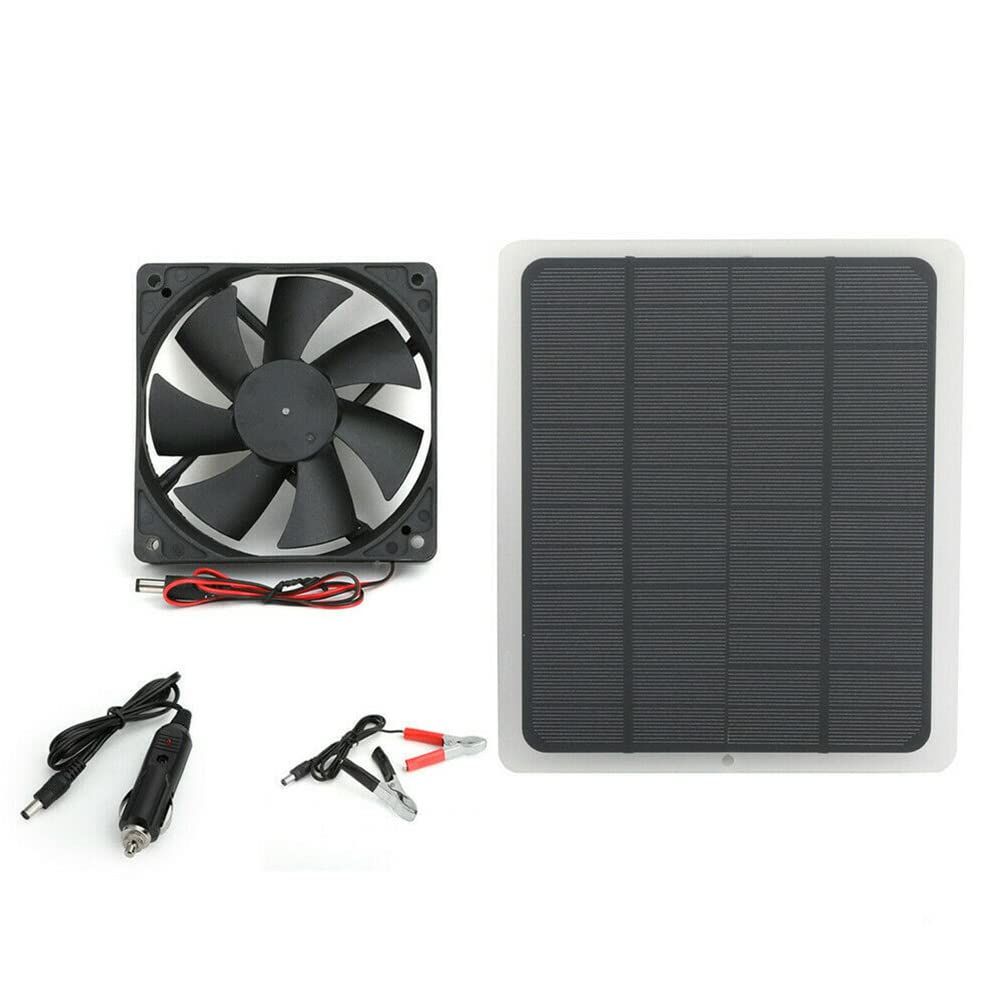 10W Solar Powered Fan Kit - Waterproof Mini Solar Panel Exhaust Ventilator for Greenhouse, Chicken Coop, Dog House | Outdoor Cooling Solution for Pets & Plants