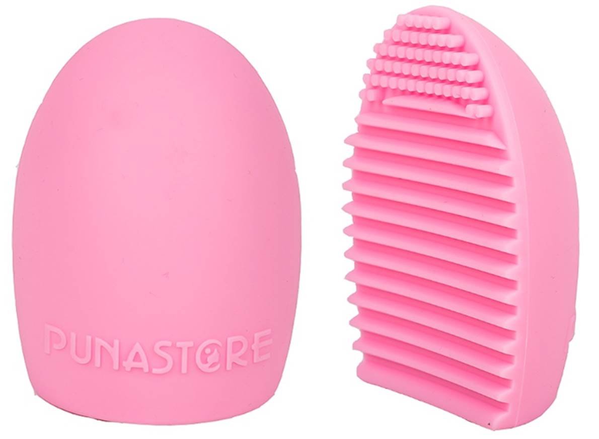 Puna Store Makeup Brush Cleaner - Egg-Shaped Brush Cleaning Tool for Cosmetics (Pink) | Perfect for Daily Makeup Brush Care & Travel