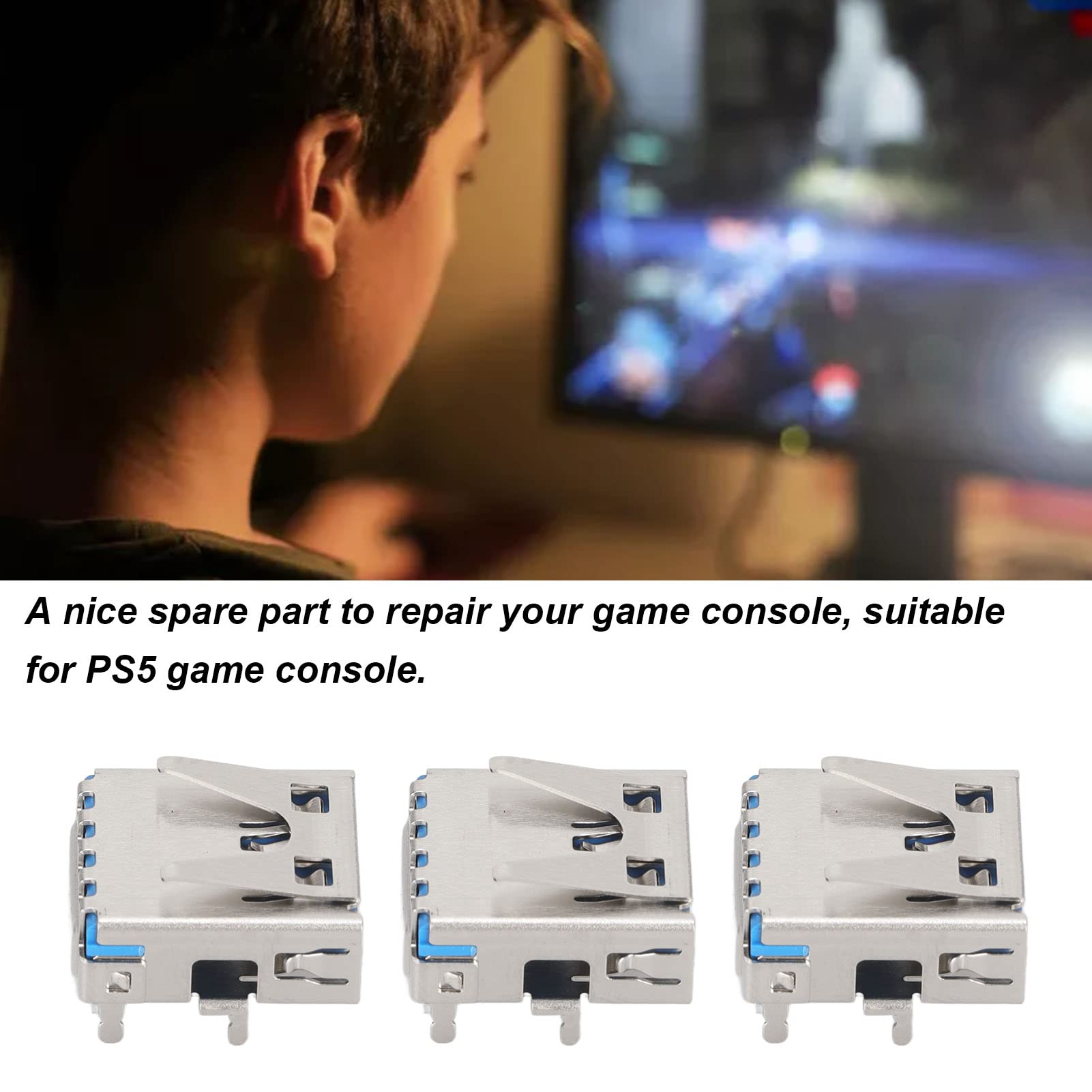 5-Pack USB Charging Port Replacement for PS5 Console - Repair Parts for DualSense Controller & Accessories | Gaming Setup & Home Entertainment