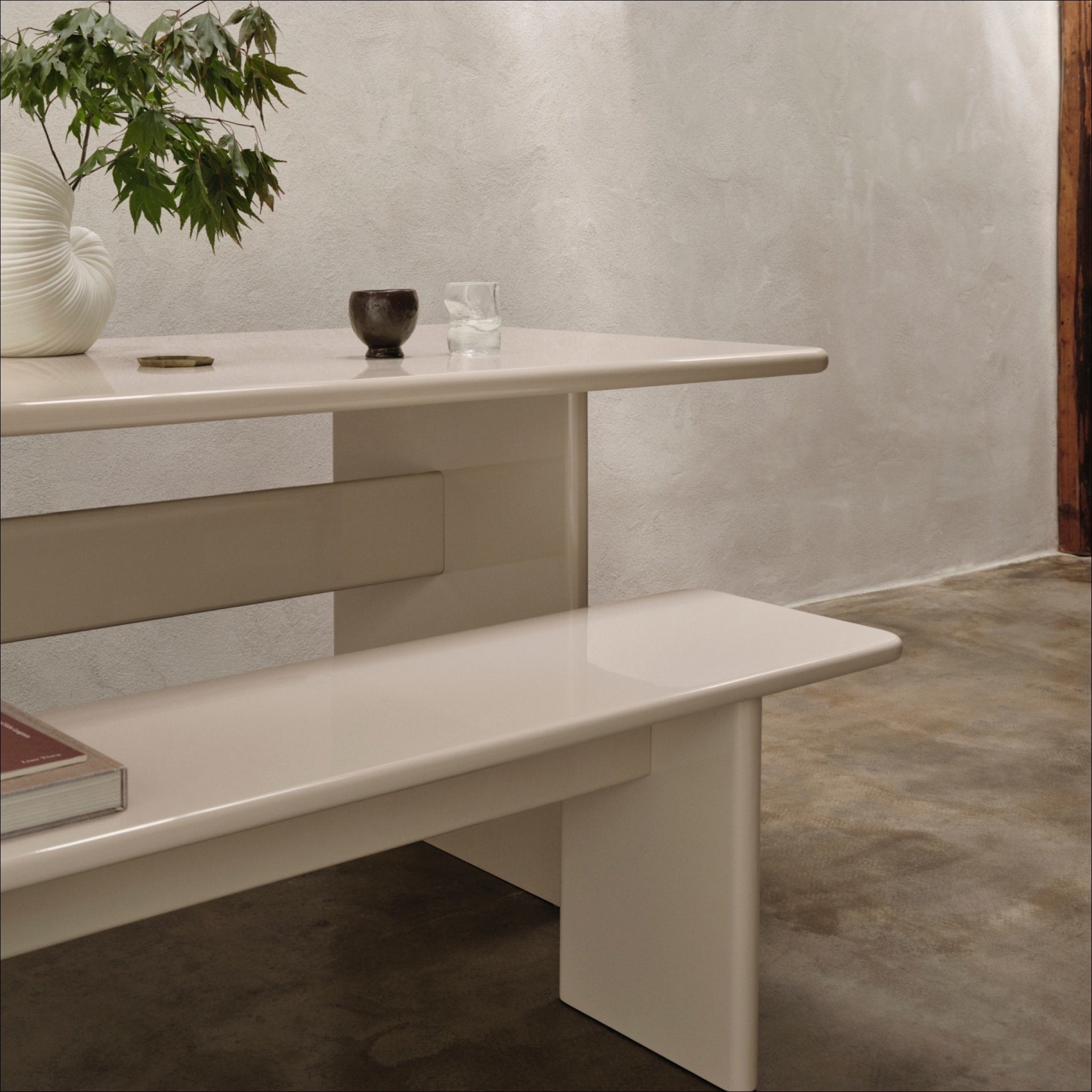 FERM LIVING Rink Bench - Modern Wooden Entryway Bench with Storage, Eggshell White (2 Sizes) - Perfect for Hallway, Bedroom, or Living Room Organization