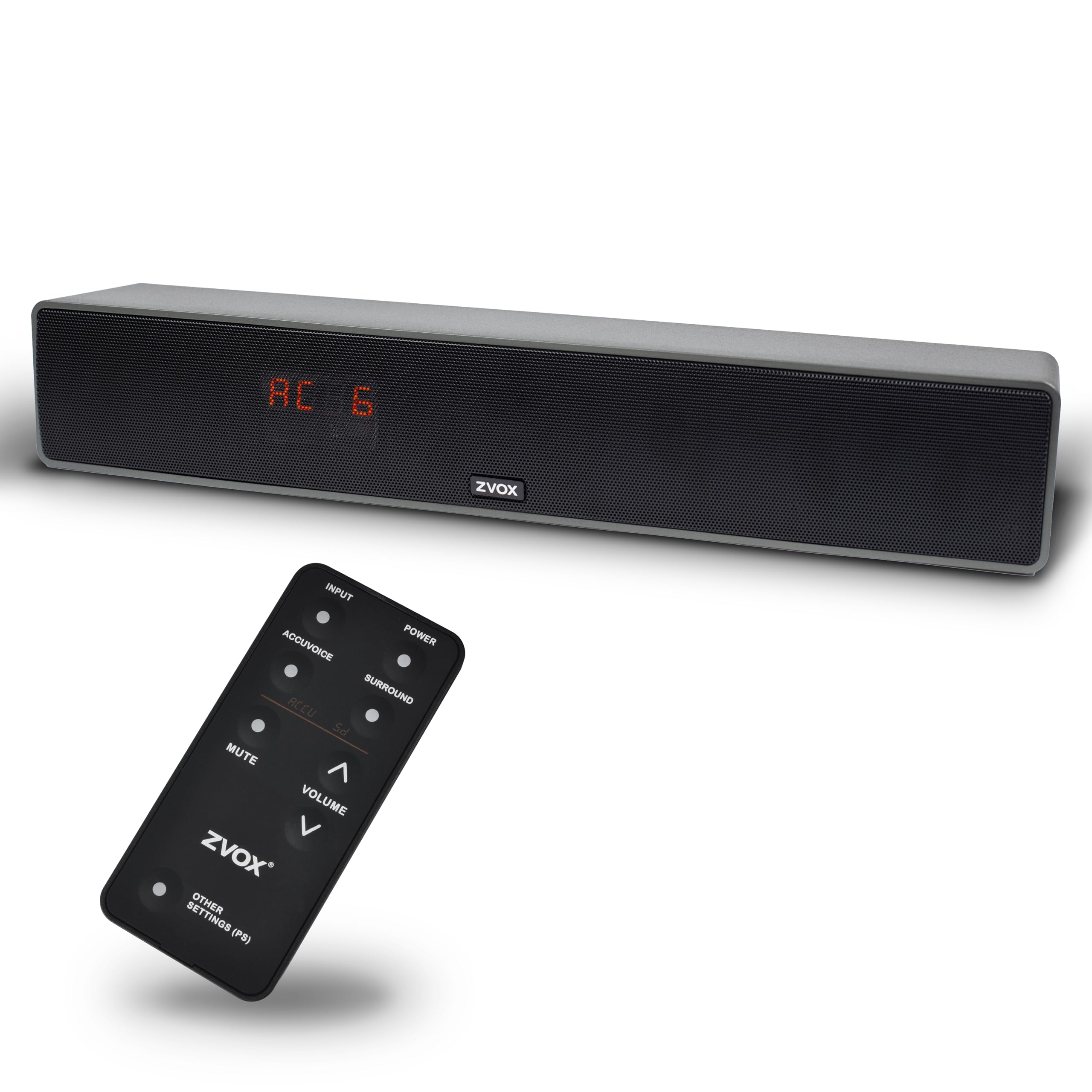 ZVOX AV157 Titanium Dialogue Clarifying Sound Bar with Patented AccuVoice Hearing Technology - 12-Level Voice Boost - Home Theater Speaker System for Clear TV Audio - Perfect for Movies, Sports & Late-Night Viewing