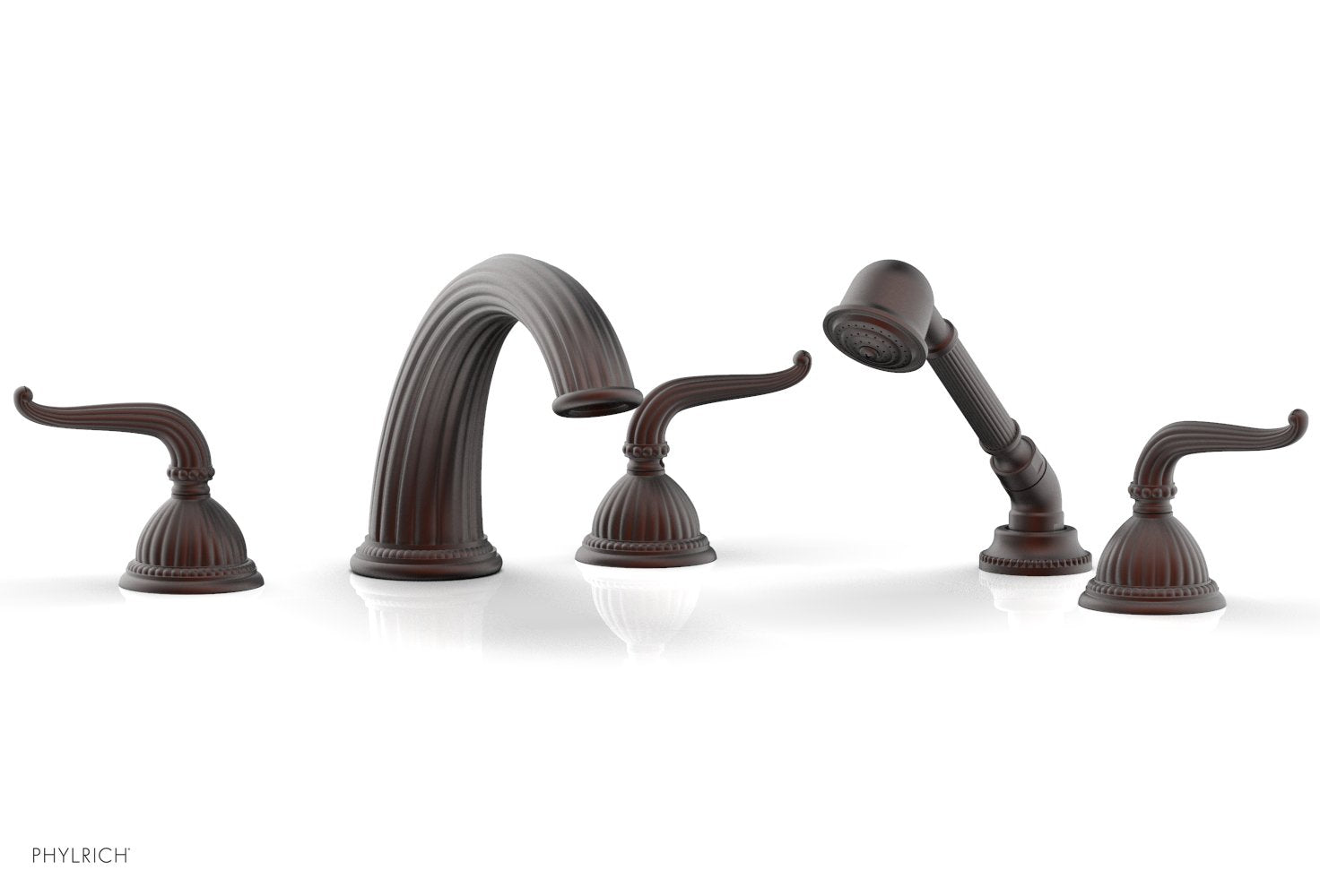 GEORGIAN & BARCELONA Deck Mounted Bathtub Faucet Set with Hand Shower and Lever Handles K2141P1 - Perfect for Modern Bathroom Renovations and Spa-Like Showower Experience