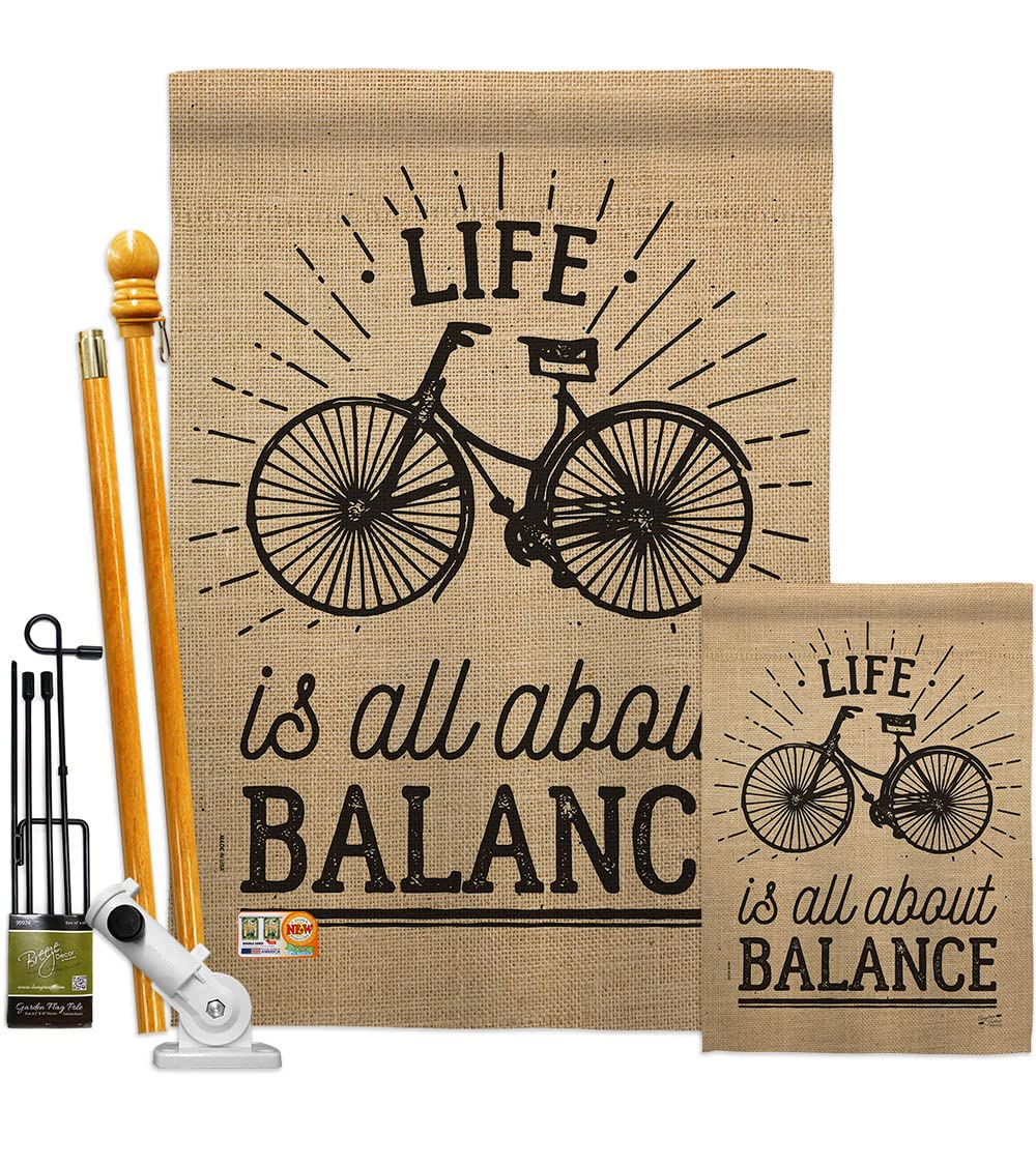 Double-Sided Cycling Garden House Flag Kit - 28x40 Inch USA Made Bicycle Decor for Yard, Sports & Outdoor Enthusiasts | Perfect Gift for Cyclists, Bike Lovers & Home Decoration