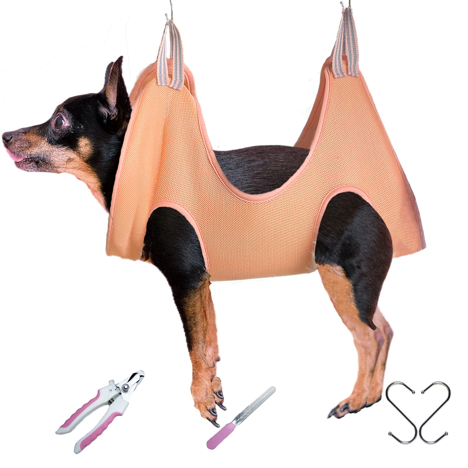 Durable Dog Grooming Hammock Harness for Medium & Large Dogs - Pet Grooming Restraint Helper with Nail Clipper & File - Perfect for Nail Trimming, Bathing, and Vet Visits