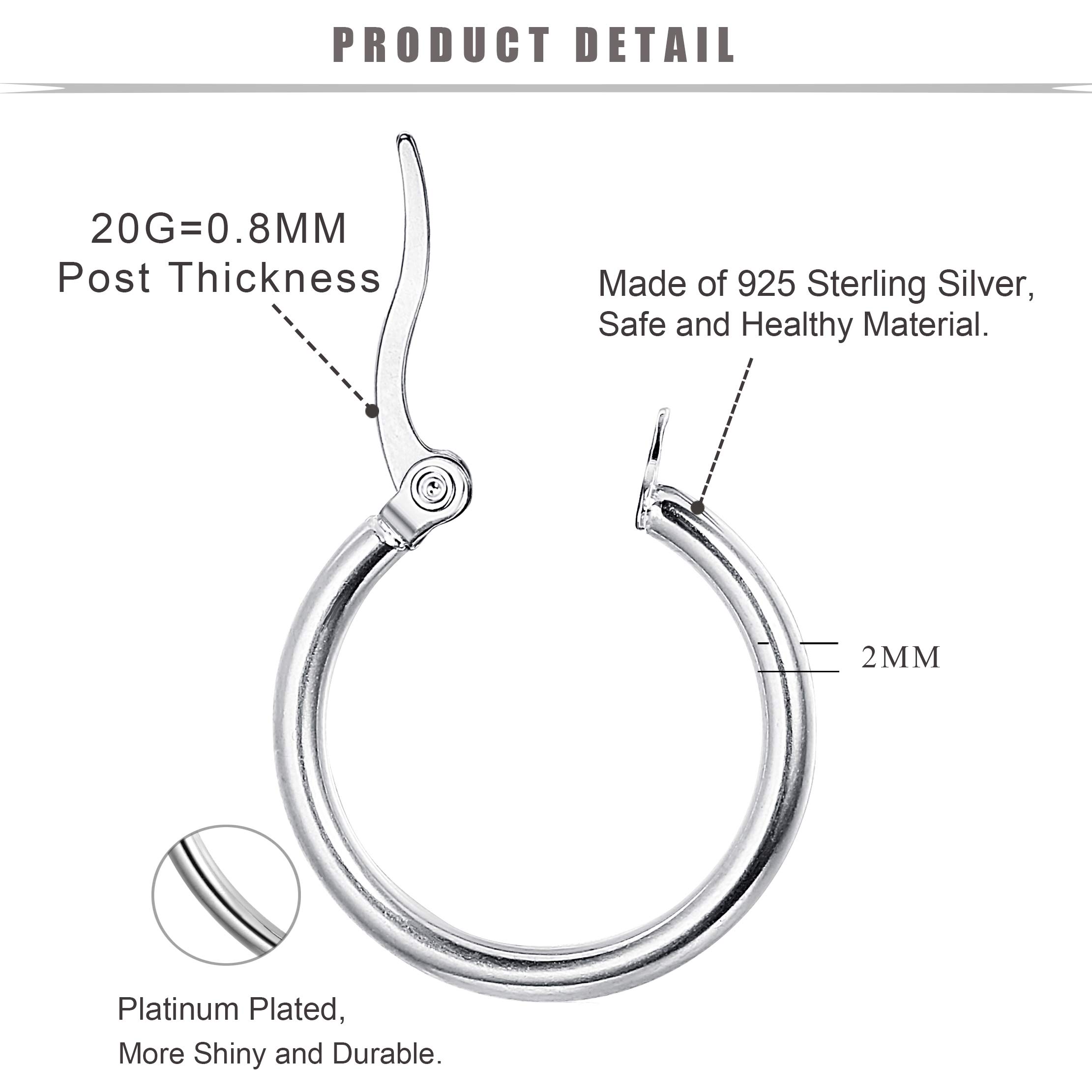 3 Pairs Sterling Silver Round Hoop Earrings for Women - Lightweight Click-Top Hypoallergenic Hoops 10-20mm | Perfect for Everyday Wear, Office & Special Occasions