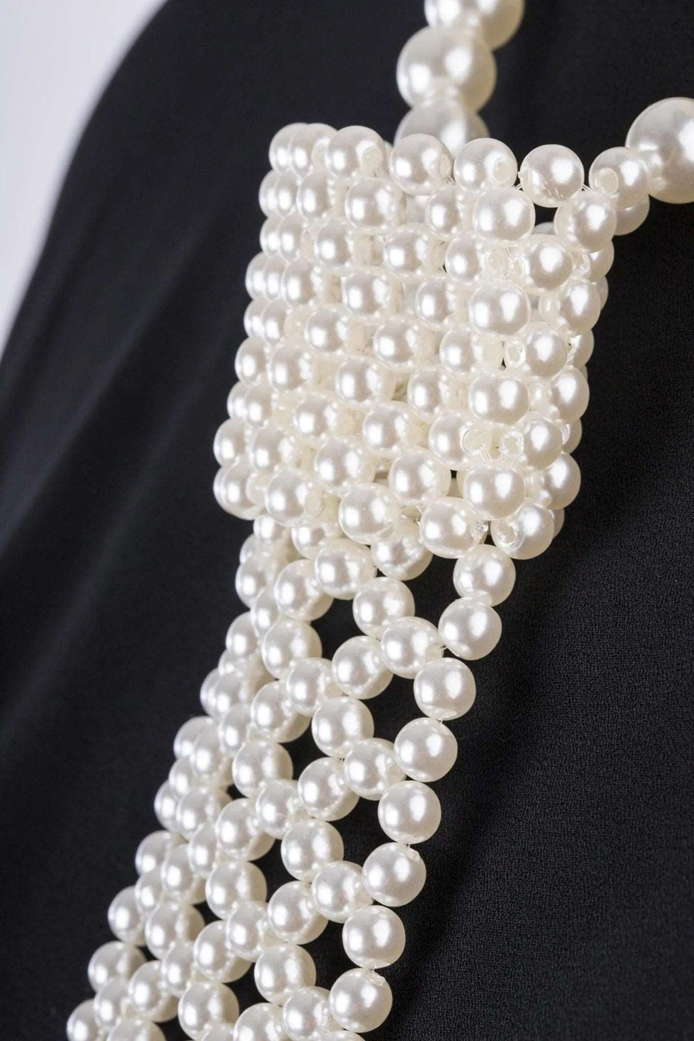 Elegant Pearl Neck Tie Angled Necklace for Women - Perfect for Weddings, Parties & Formal Events