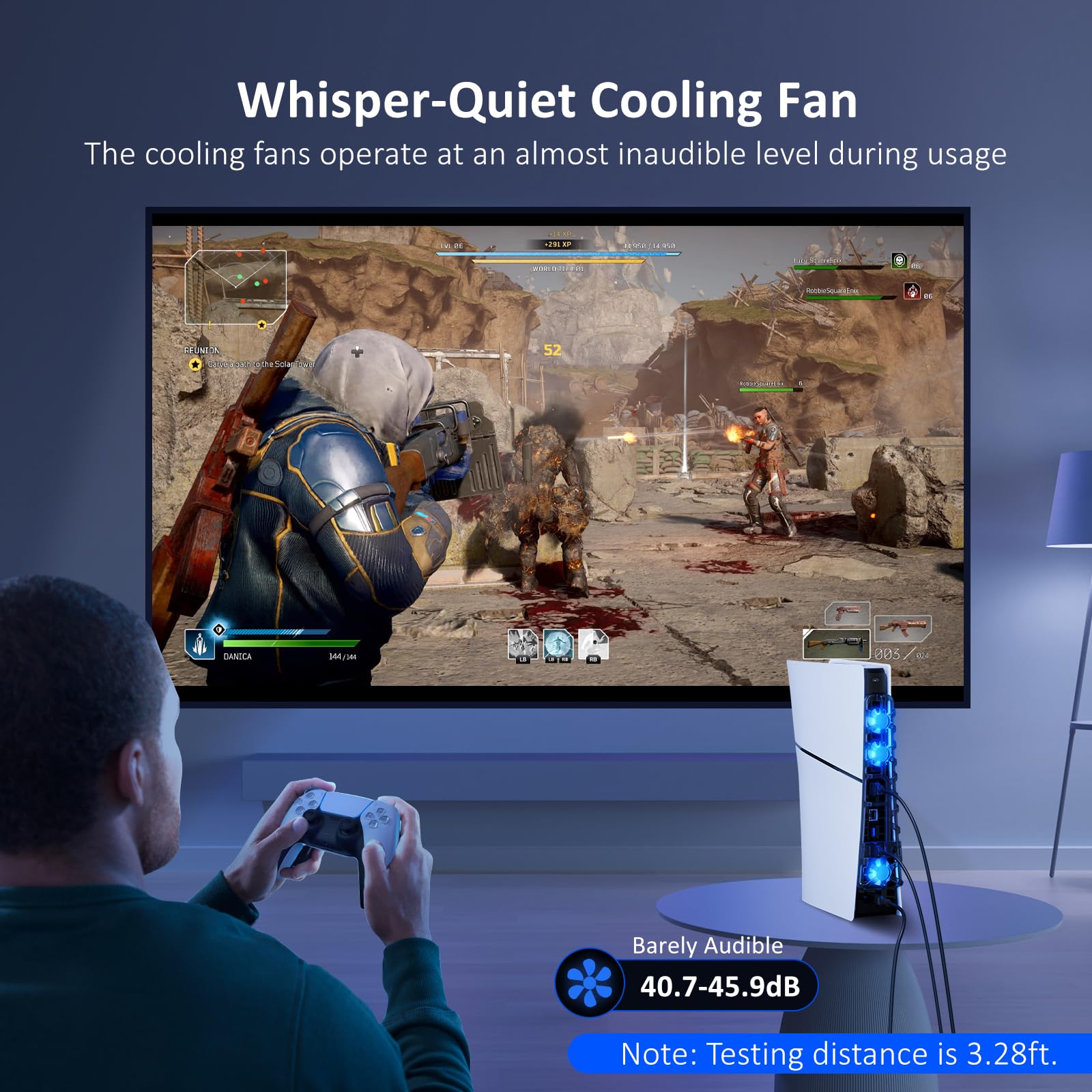 NexiGo PS5 Slim Cooling Fan - Adjustable Speed, Auto On/Off, USB 3.0 Port - Enhanced Cooling System for PS5 Slim Disc & Digital Edition - Perfect for Gaming, Streaming & Long Play Sessions