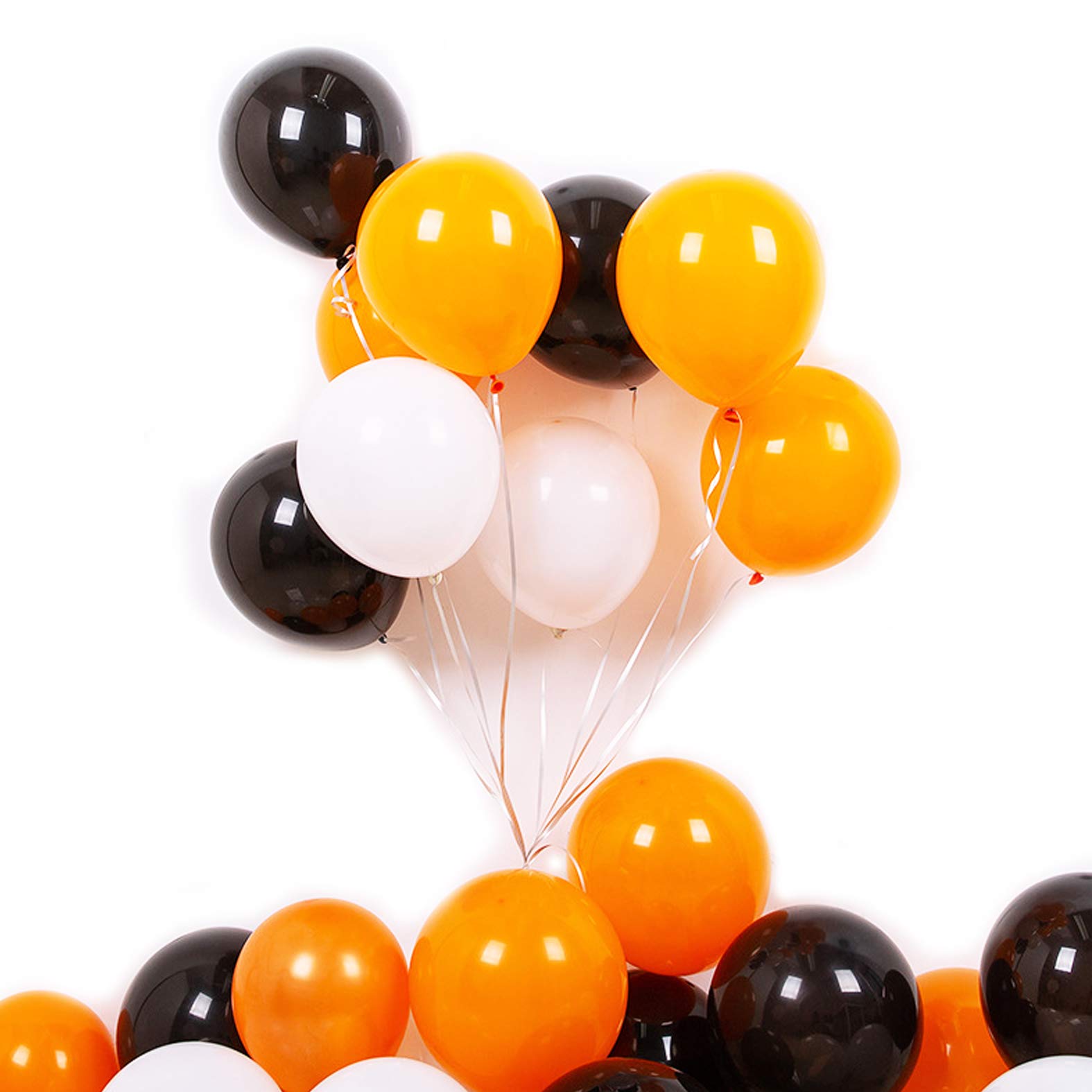 12 Inch White, Black & Orange Latex Balloons Bulk Pack of 100 - Halloween, Birthday, Wedding, Christmas, Baby Shower, Anniversary Party Decorations | Perfect for Indoor & Outdoor Festive Events