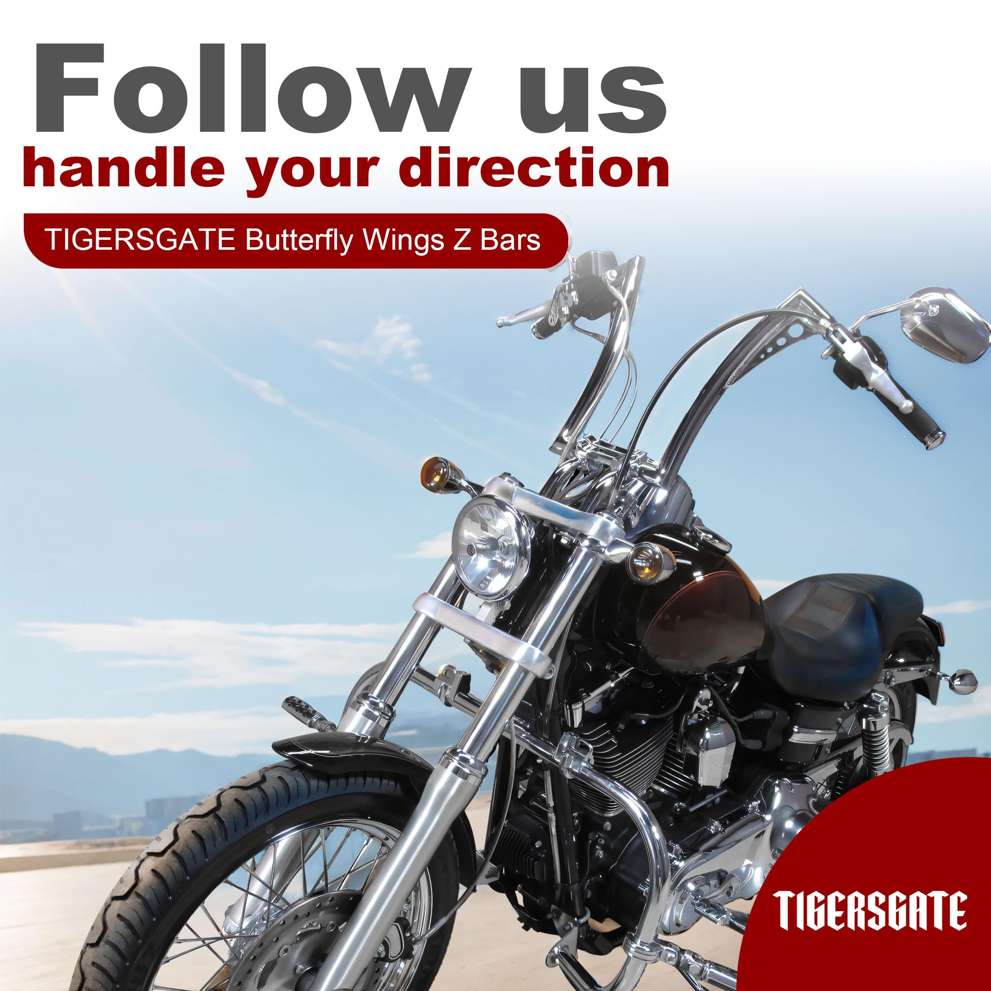 1.25 Inch Chrome Z Bar Ape Hanger Handlebars for Harley Davidson Sportster Dyna Softail 1995-Up & Road King Road Glide 1998-2013 - Perfect for Cruiser Motorcycle Upgrades and Long-Distance Riding Comfort