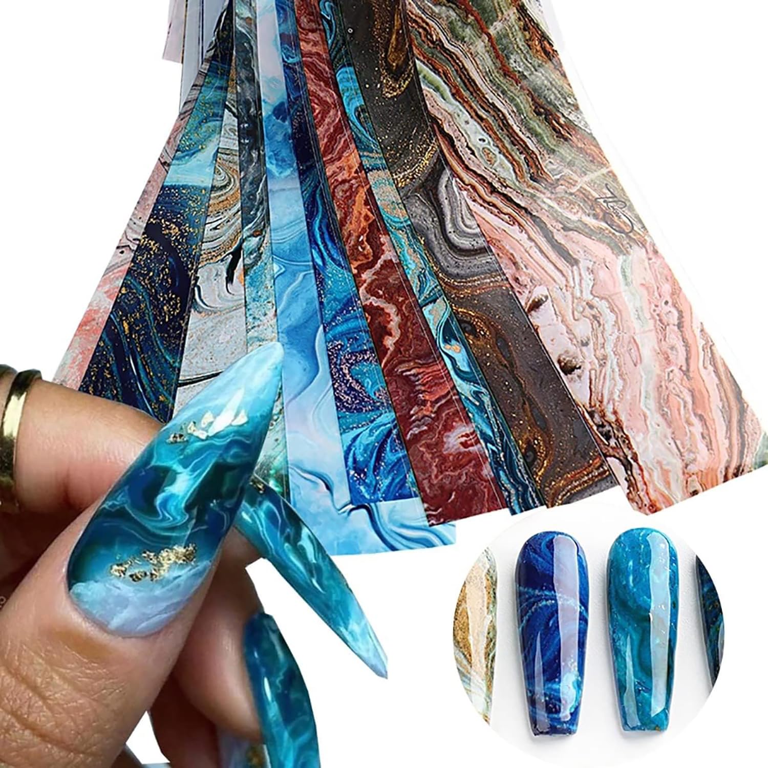 Holographic Nail Foils Transfer Sheets for Nail Art - 10 Pack Starry Sky Design DIY Nail Stickers & Decals | Perfect for Manicures, Salon Use, and Home Nail Decoration