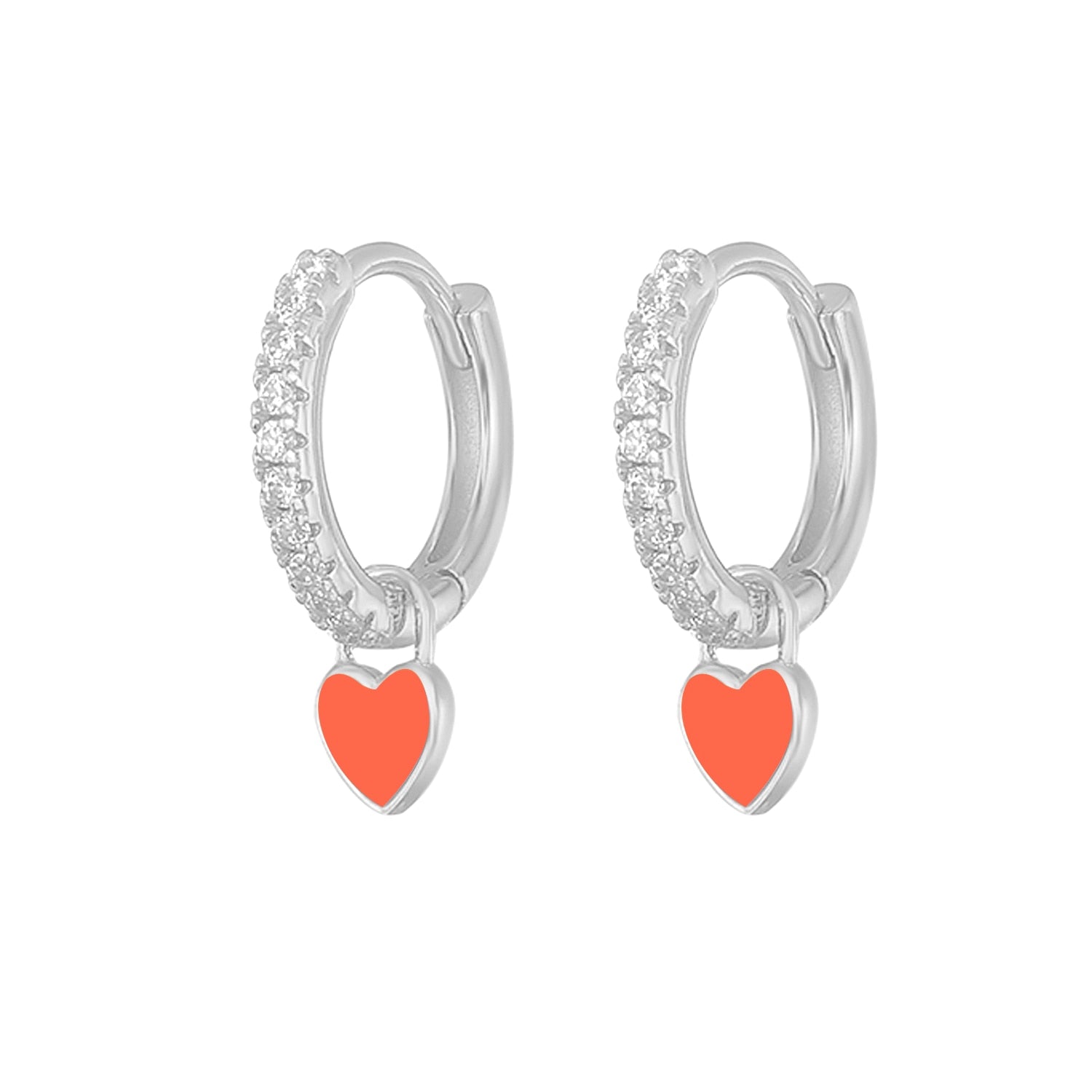 Colorful Enamel Heart Charm Drop Earrings for Women - Dainty Valentine's Day Gift, Date Night Jewelry, Bridesmaid Accessories