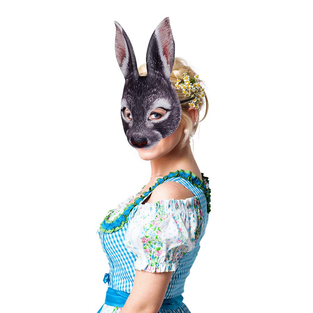 1Pcs Halloween Rabbit Ear Mask - Half Face Animal Mask for Halloween, Easter, Costume Party & Cosplay - Perfect for Kids & Adults Costume Accessories