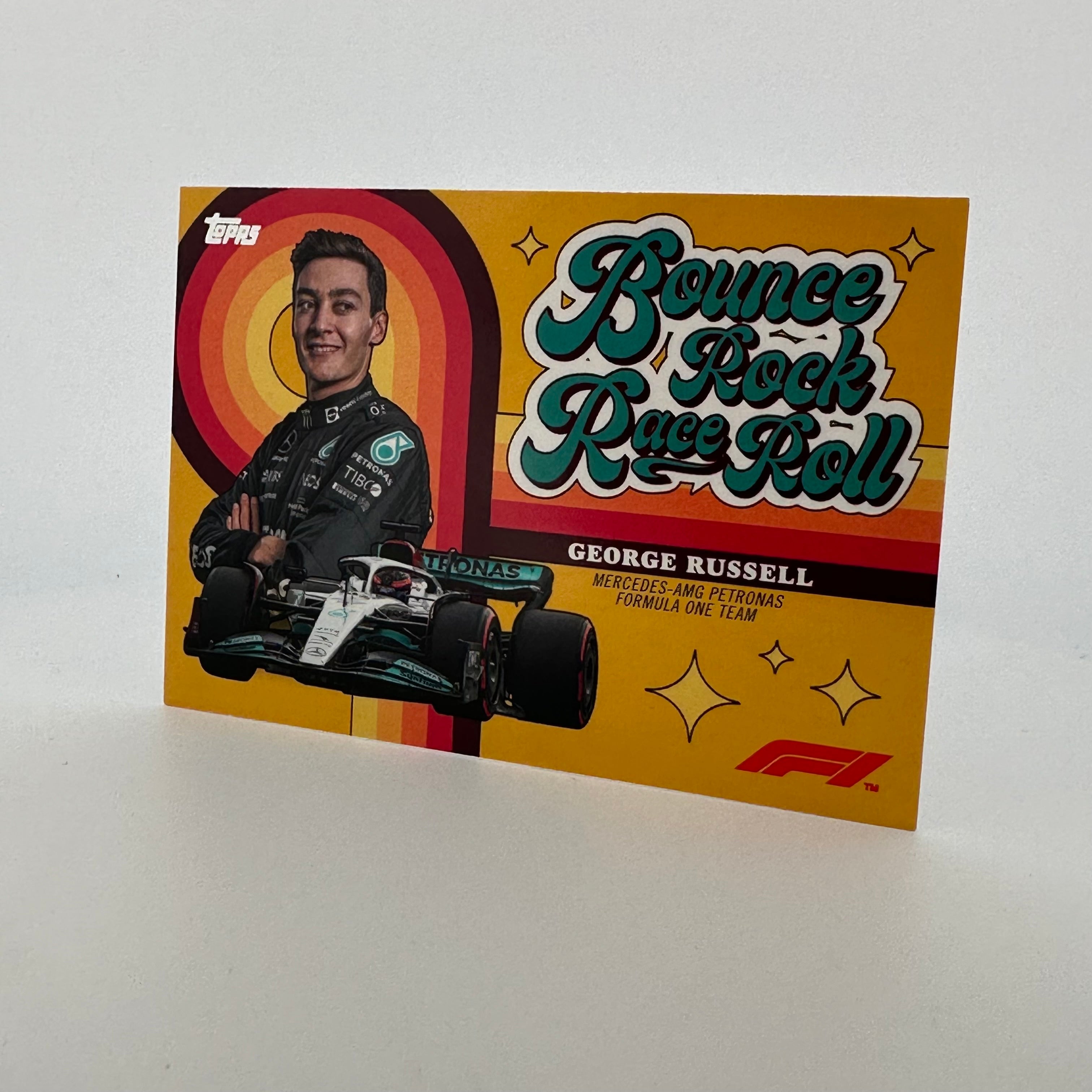 2022 Topps Formula 1 George Russell #13/50 Gold Parallel Card - Bounce Rock Race Roll Edition - Perfect for F1 Collectors and Racing Fans Display