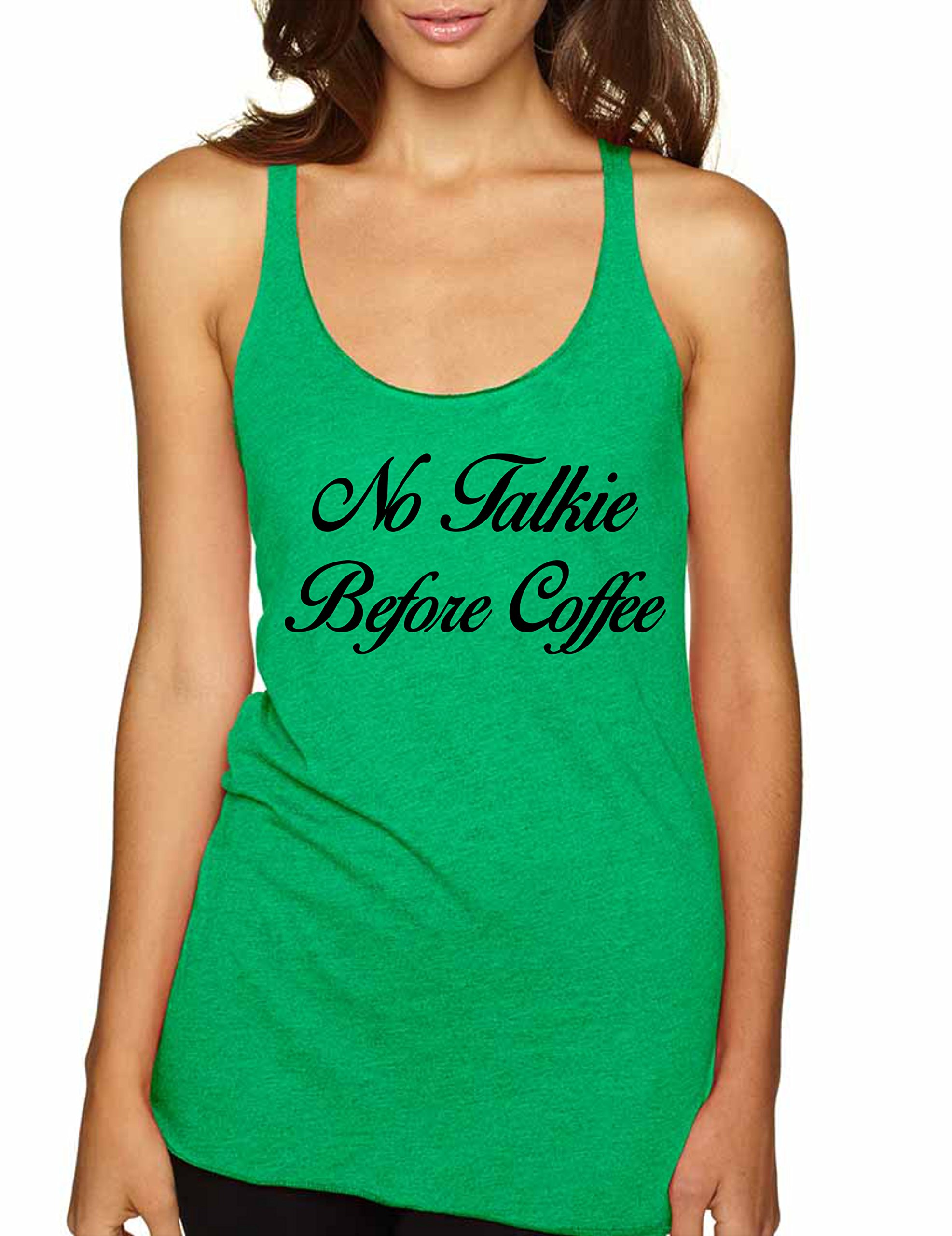 ALLNTRENDS Women's No Talkie Before Coffee Graphic Tank Top - Casual Summer Sleeveless Shirt for Coffee Lovers, Gym, Beach & Everyday Wear