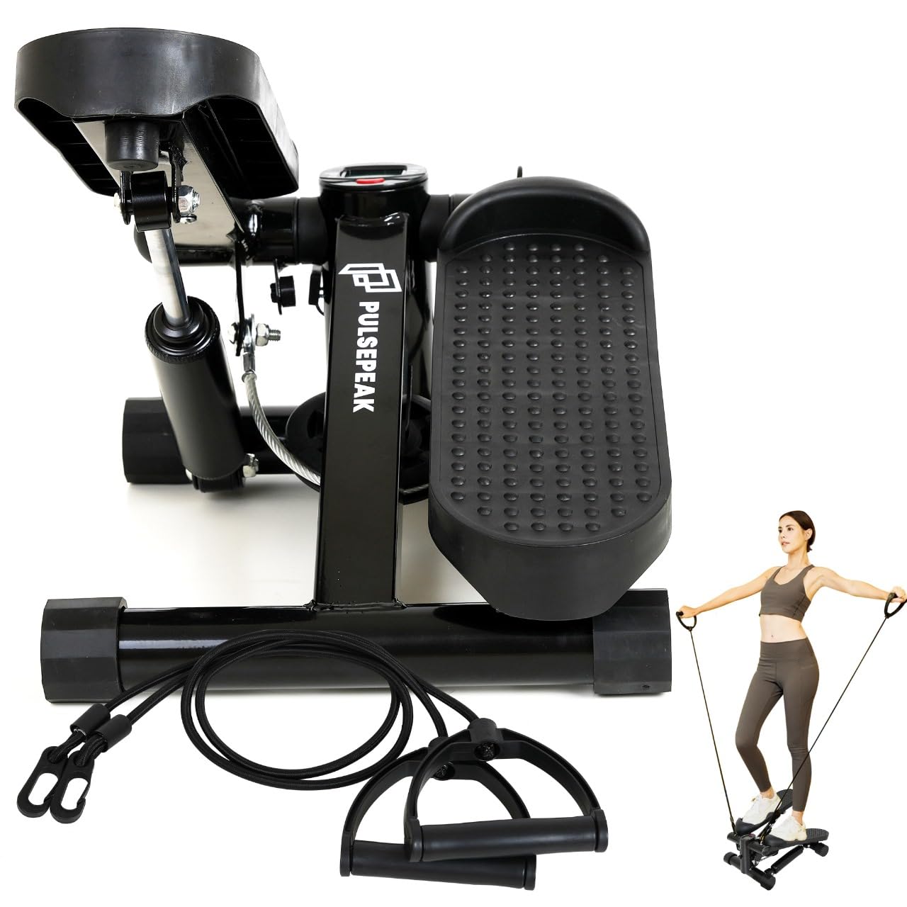 Best Mini Stepper with Resistance Bands for Home Workouts - Compact Stair Stepper Exercise Machine for Cardio & Toning | Perfect for Small Spaces, Office & Apartment Fitness