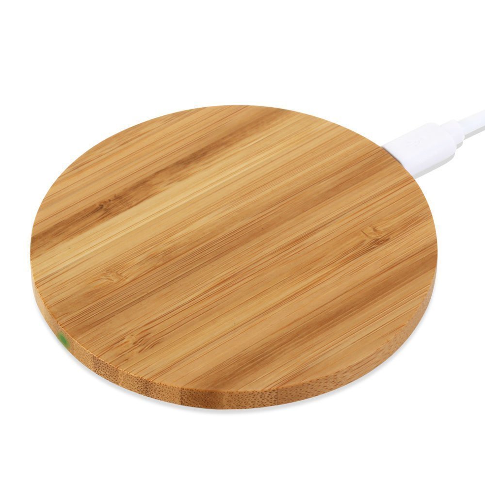 Bamboo Wood Wireless Charger 7.5W - Compatible with iPhone 12/12 Pro/12 Pro Max & Samsung Galaxy S10/S10+/S10e/S9/S9+/S8/S8+/LG G7 - Fast Qi-Certified Charging Pad for Home, Office & Travel