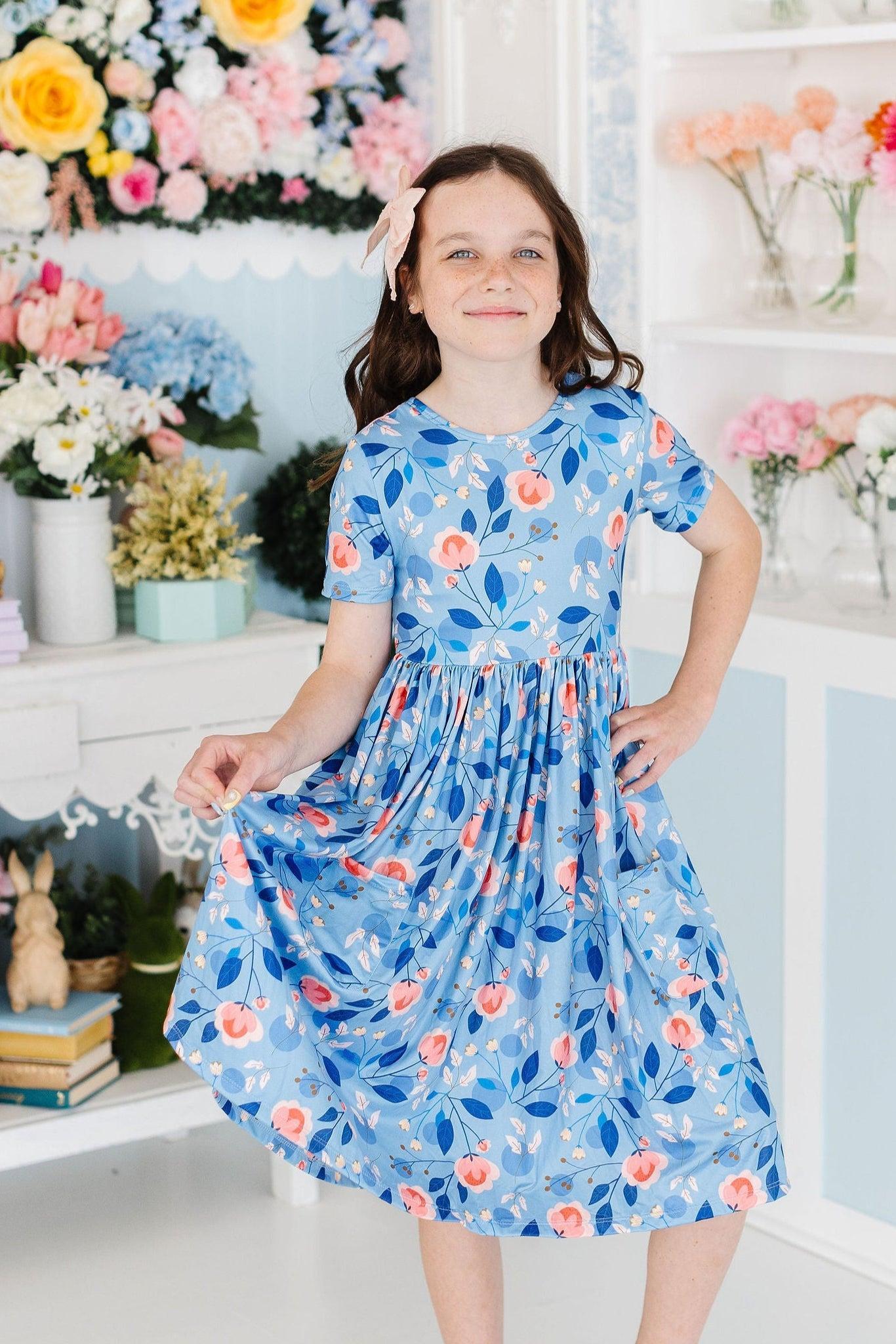 Country Blooms Short Sleeve Pocket Twirl Dress - Floral Summer Swing Dress for Women, Perfect for Beach Vacations, Garden Parties & Casual Outings