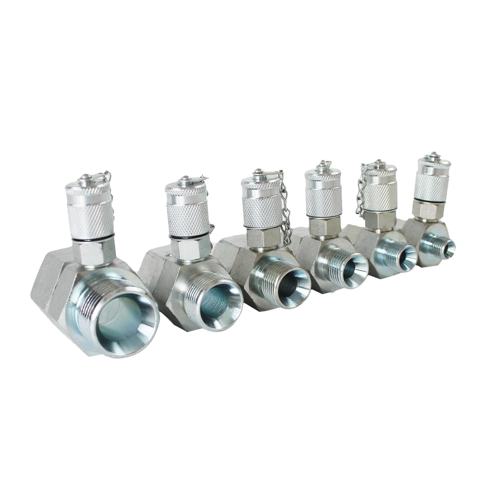 6 Pack BSPP Hydraulic Swivel Tee Fittings - High Pressure Hydraulic Connector Set for Excavator, Construction Equipment & Hydraulic Systems | Durable Couplings for Fluid Transfer, Testing & Maintenance