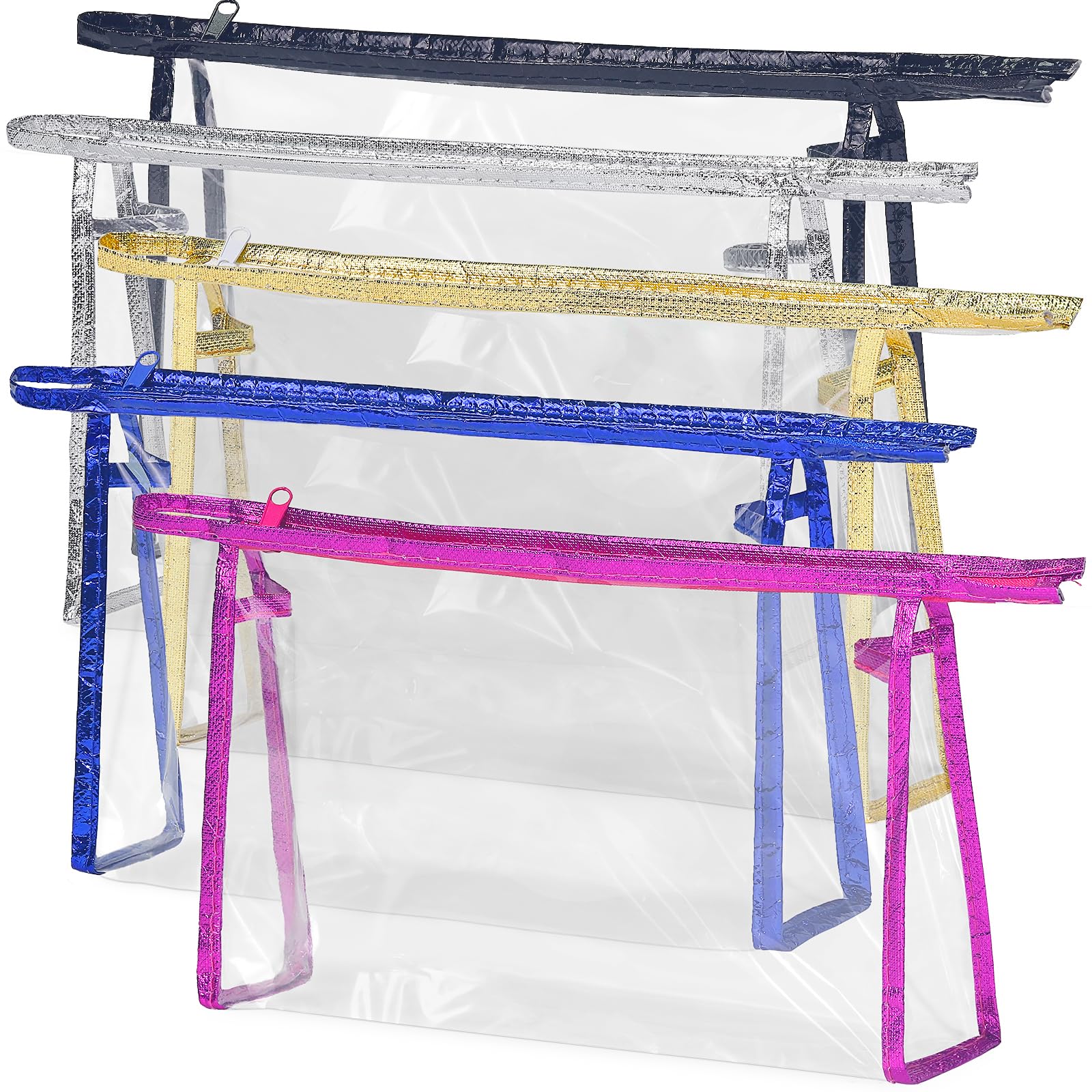 5 Pack Clear Cosmetic Bags Set - Waterproof PVC Makeup Organizer with Zipper, Travel Toiletry Pouches for Carry-on Essentials | Perfect for Air Travel, Gym, Beach & Daily Makeup Storage
