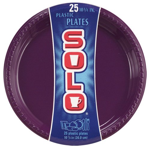Solo Purple 10-Inch Plastic Plates (25 Count, Pack of 10) - Durable Disposable Dinner Plates for Parties, Picnics, BBQs & Events
