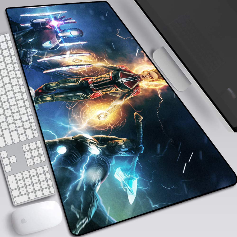 Captain Marvel Mouse Pad - Extra Large Gaming Mouse Mat with Non-Slip Rubber Base | 35.5x15.8 Inches | Classic Marvel Superhero Design | Perfect for PC Gaming, Office Work & Home Desk Setup