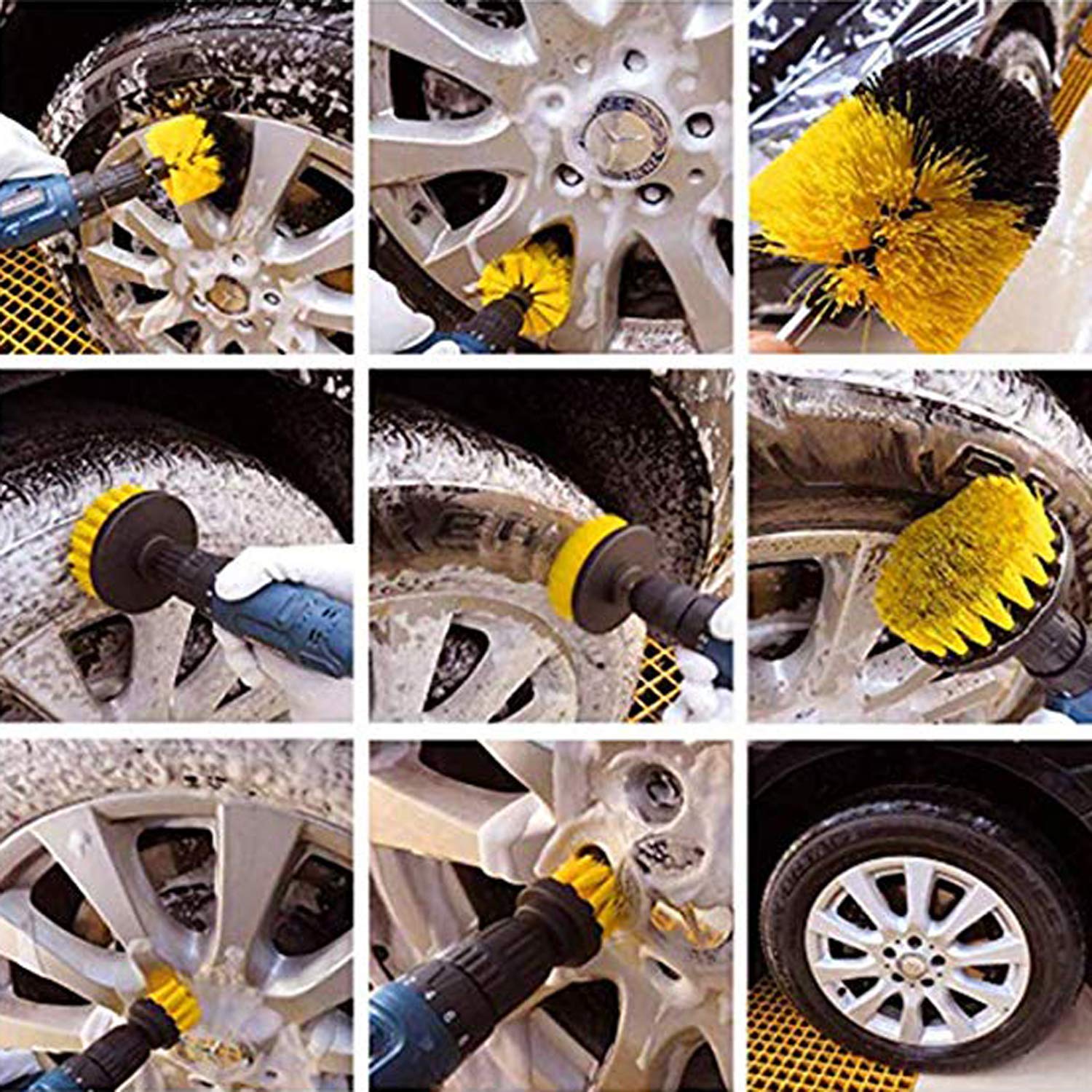 Power Scrubber Drill Brush Cleaning Kit - 20 Pack Heavy Duty Scouring Pads for Tile, Grout, Car Wheels, Bathroom & Kitchen - Extendable Long Handle Cleaner & Polisher for Pool, BBQ, and Tough Stains