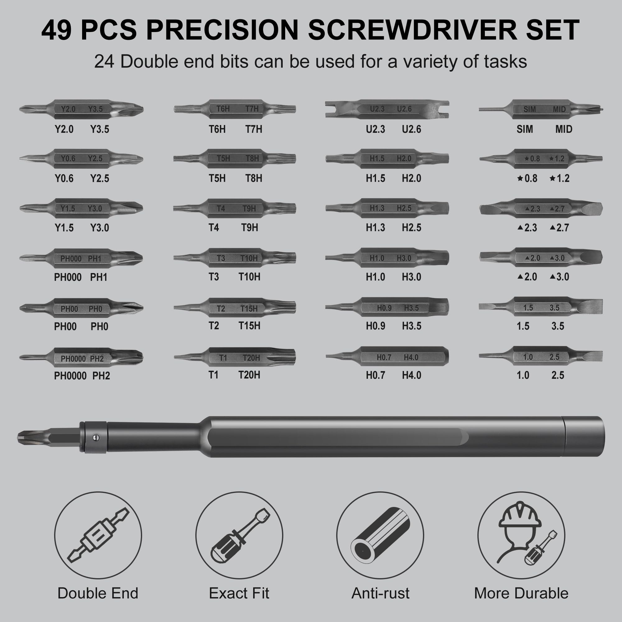 SHARDEN 49-in-1 Precision Magnetic Screwdriver Set - Professional Repair Tool Kit for Electronics, Laptops, Phones, Tablets, Watches & Glasses - Perfect for iPhone, MacBook, PS5, PC & DIY Home Repairs
