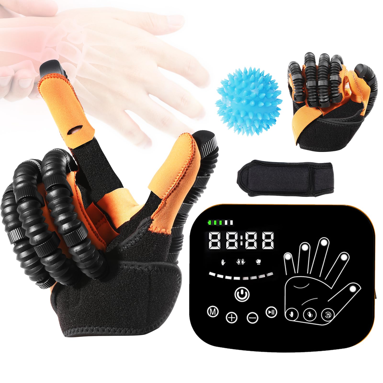 Rehabilitation Robot Gloves for Stroke & Hemiplegia Recovery - Hand Function Training Equipment, Finger Straightening Brace & Protector - Left Hand M Size - Ideal for Post-Stroke Therapy & Daily Mobility Assistance