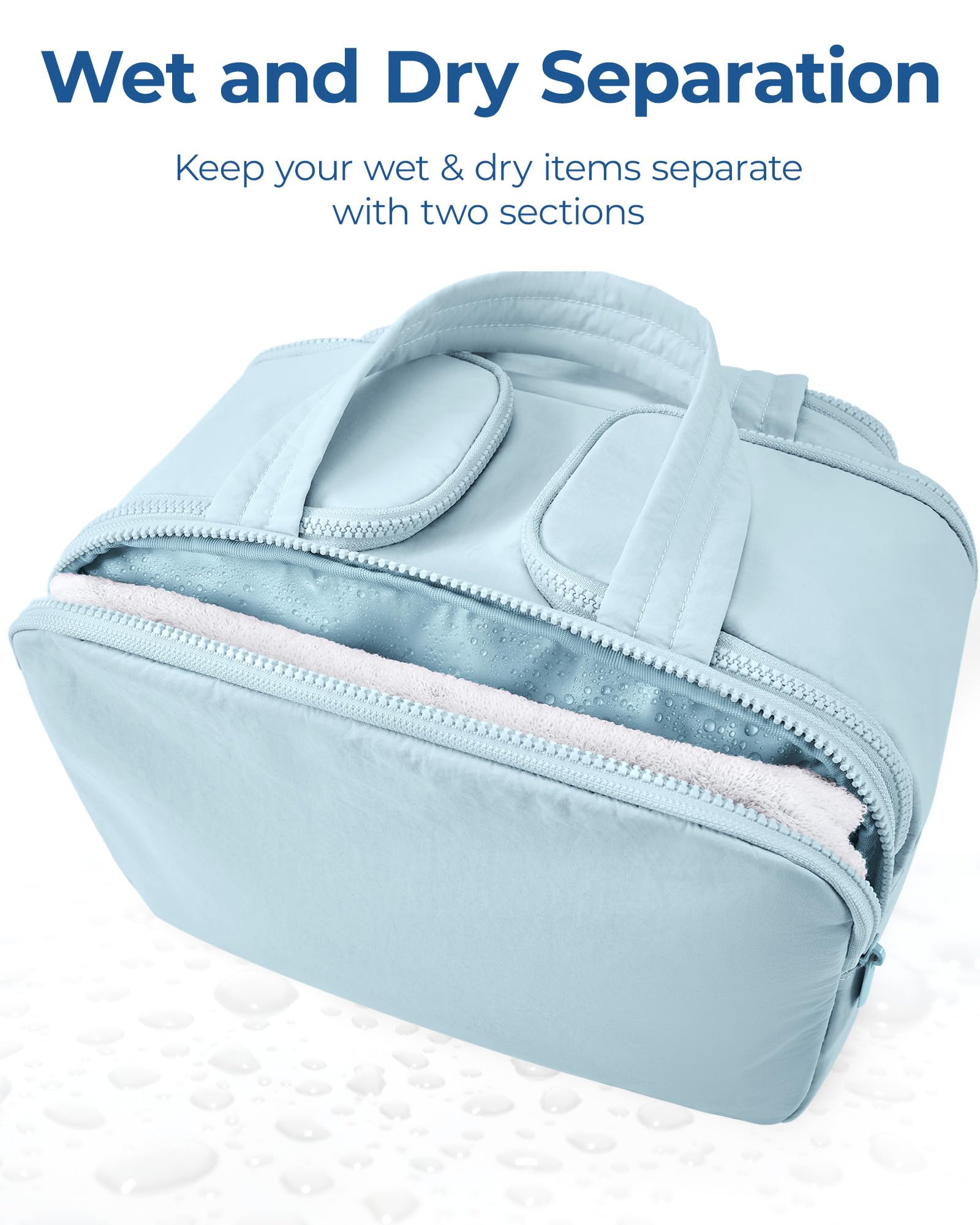 BAGSMART Large Travel Toiletry Bag for Women - Lightweight Waterproof Cosmetic Organizer with Handle for Makeup, Toiletries & Accessories - Perfect for Vacation, Gym & Business Trips (Blue)