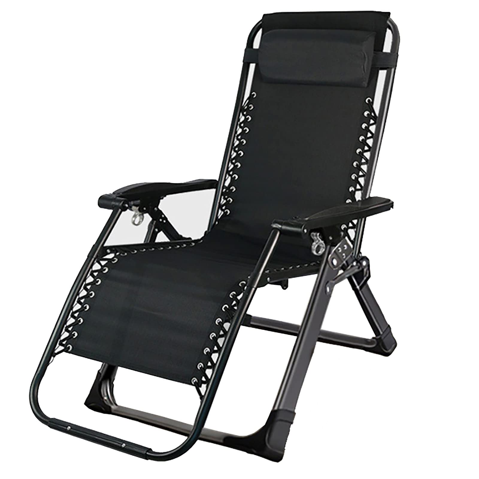 Premium Black Zero Gravity Reclining Lounge Chair - Heavy Duty 140kg Capacity, Adjustable Headrest - Perfect for Camping, Garden, Beach, Pool & Backyard Relaxation