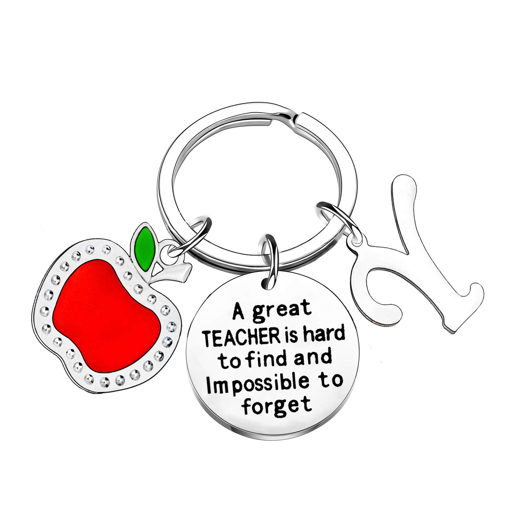 Personalized Initial Keychain - Teacher Appreciation Gift for Women, Custom Thank You Present for Educators, Coworkers, Mentors | Great for Teacher's Day, Retirement, End of Year Gifts