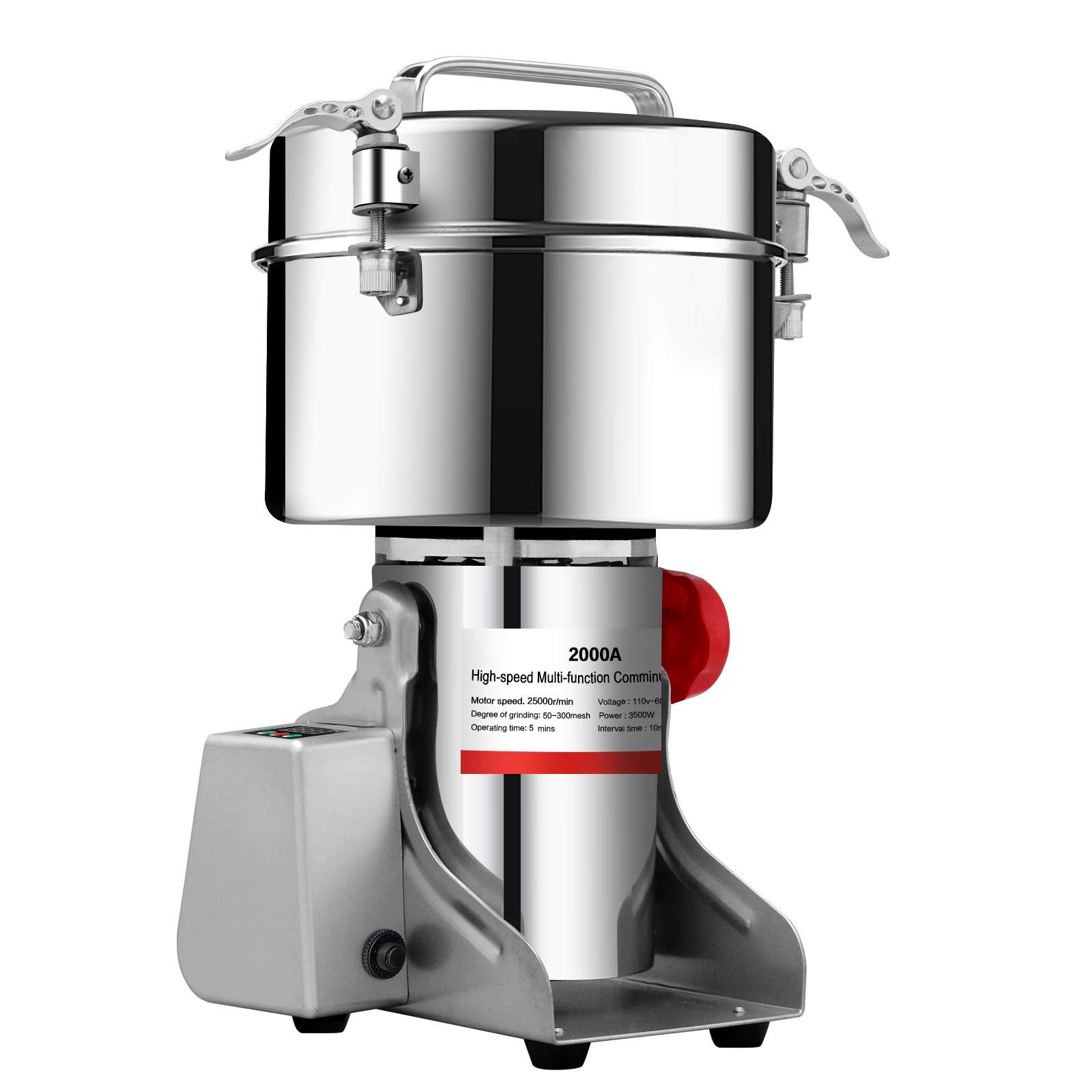 2000g Commercial Electric Grain Grinder - Stainless Steel Mill for Coffee, Spices, Herbs & Nuts - LCD Digital Display - Perfect for Home Kitchens, Bakeries & Coffee Shops