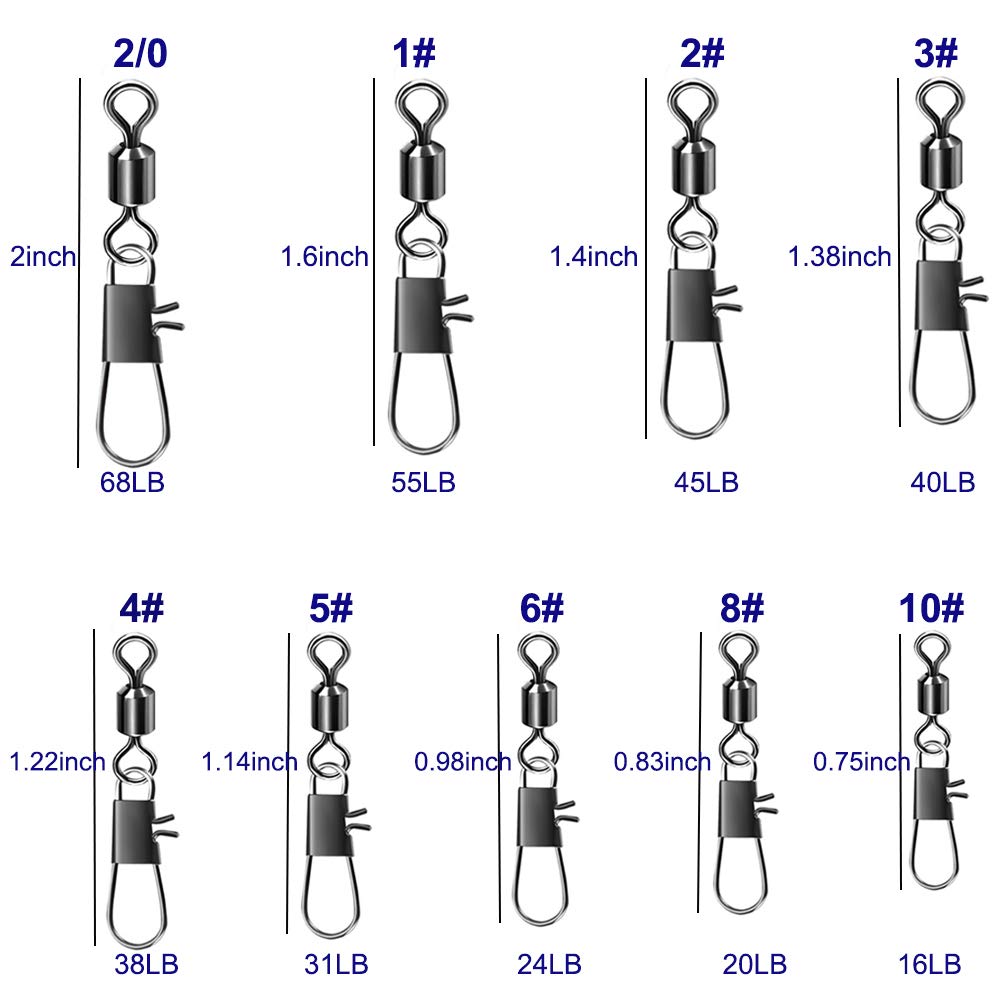 100pcs Copper Stainless Steel Fishing Snap Swivels - Saltwater & Freshwater Use
