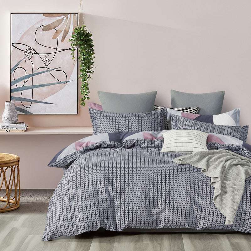 100% Cotton Reversible Quilt Cover Set - Dylan King Size Bedding - Soft & Breathable Duvet Cover for Comfortable Sleep - Perfect for Master Bedroom, Guest Room & Hotel Use