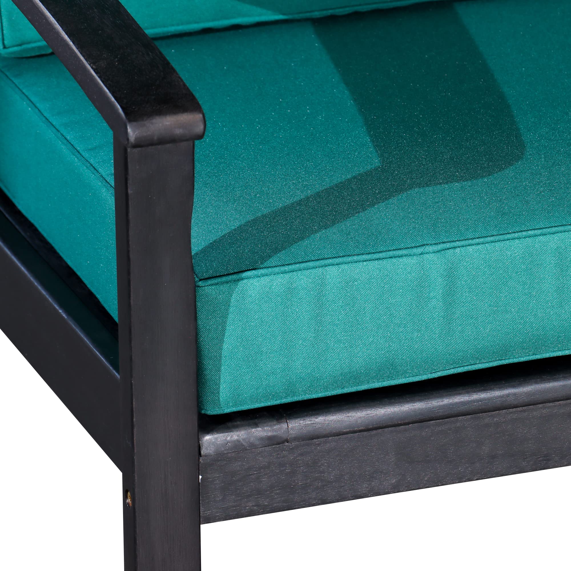 DTY Outdoor Living Longs Peak Deep Seat Eucalyptus Chair - Espresso Finish with Dark Green Cushions | Patio, Garden, Deck & Backyard Furniture for Relaxing Outdoors