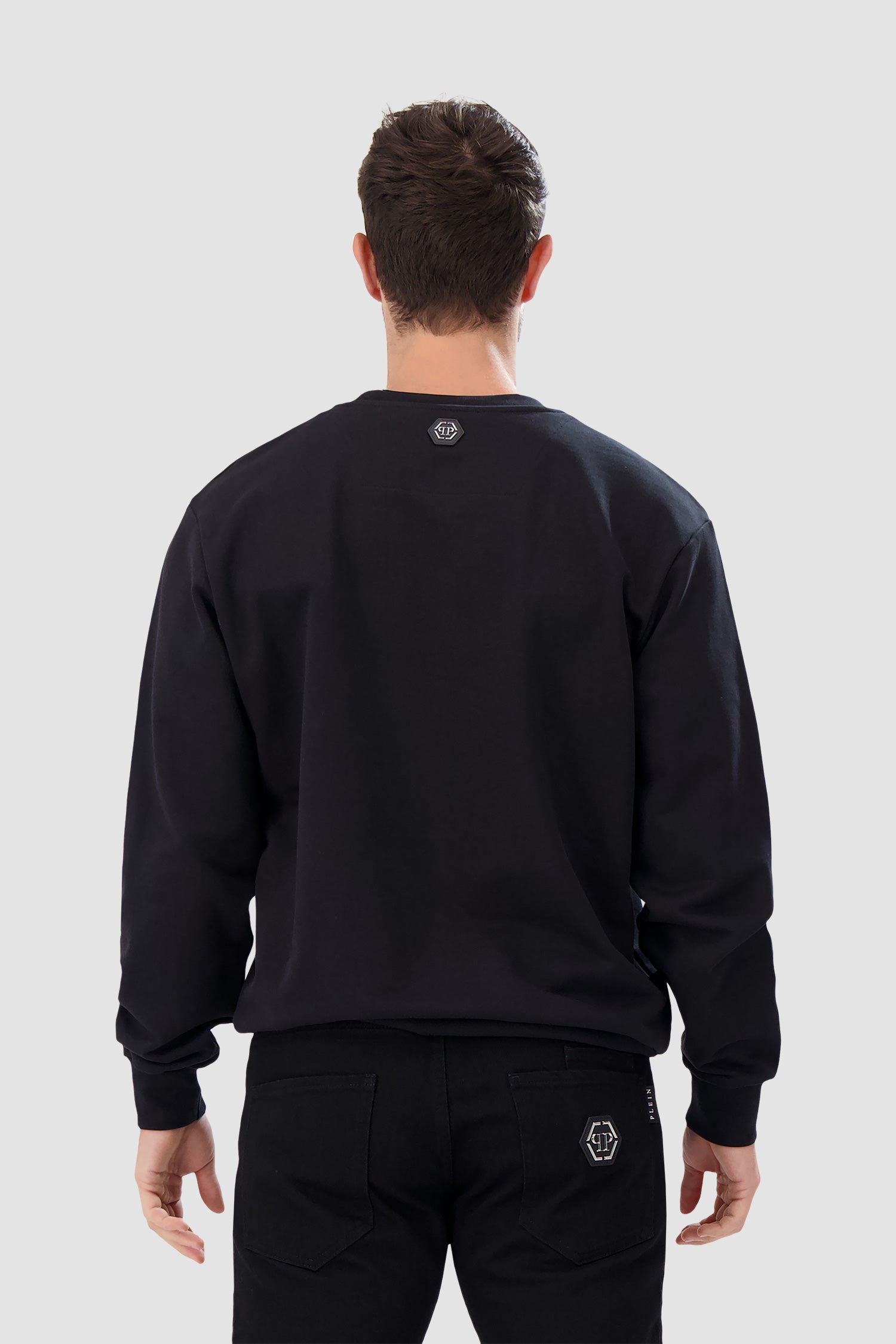 Philipp Plein Black Gothic Round Neck Sweatshirt for Men - Stylish Casual Pullover for Streetwear & Night Out