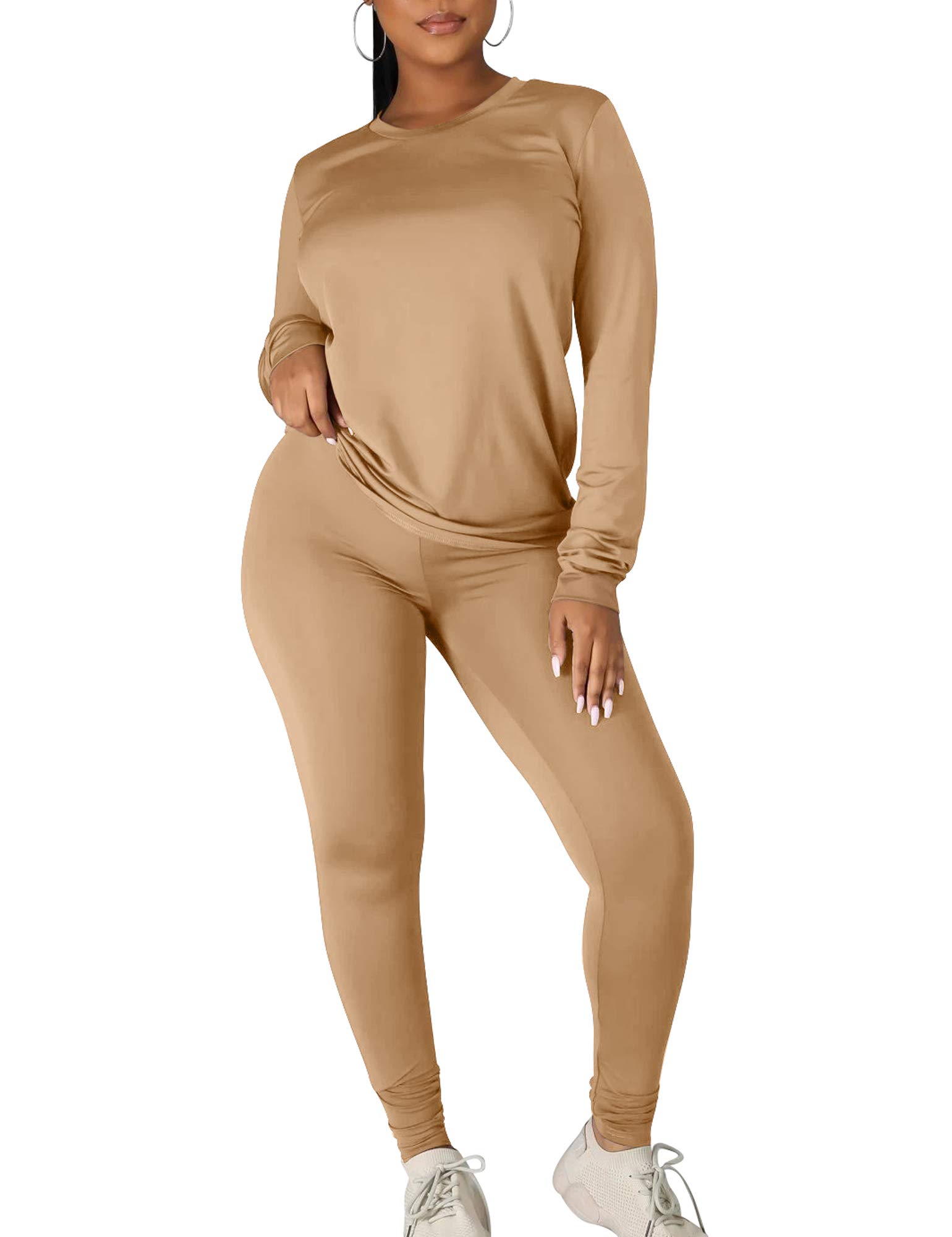 Kaximil Women's 2-Piece Workout Tracksuit Set - Long Sleeve Top & Legging Jogger Pants for Yoga, Running & Gym | Comfortable Athletic Outfit for Women