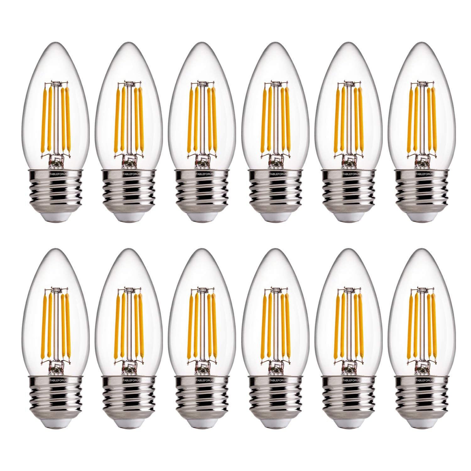 FLSNT B11 E26 Base LED Candelabra Light Bulbs - 60W Equivalent Dimmable LED Candle Bulbs, 2700K Soft White (12 Pack) - Perfect for Chandeliers, Wall Sconces & Decorative Lighting
