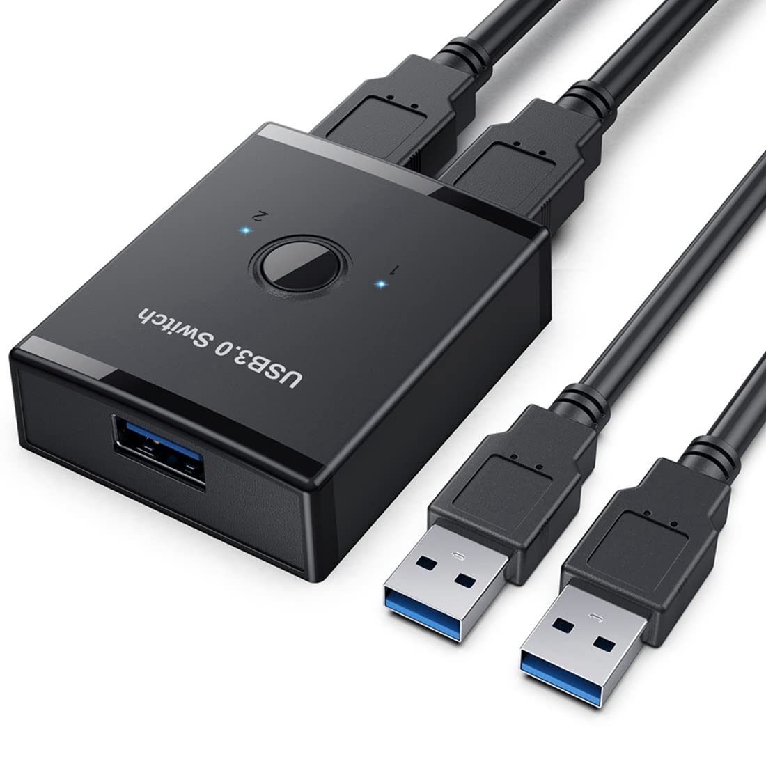 Uinfhyknd USB 3.0 KVM Switch with USB Hub - 2-Port PC Sharing Device for Keyboard, Mouse & Printer | Perfect for Home Office & Multi-Computer Workstations