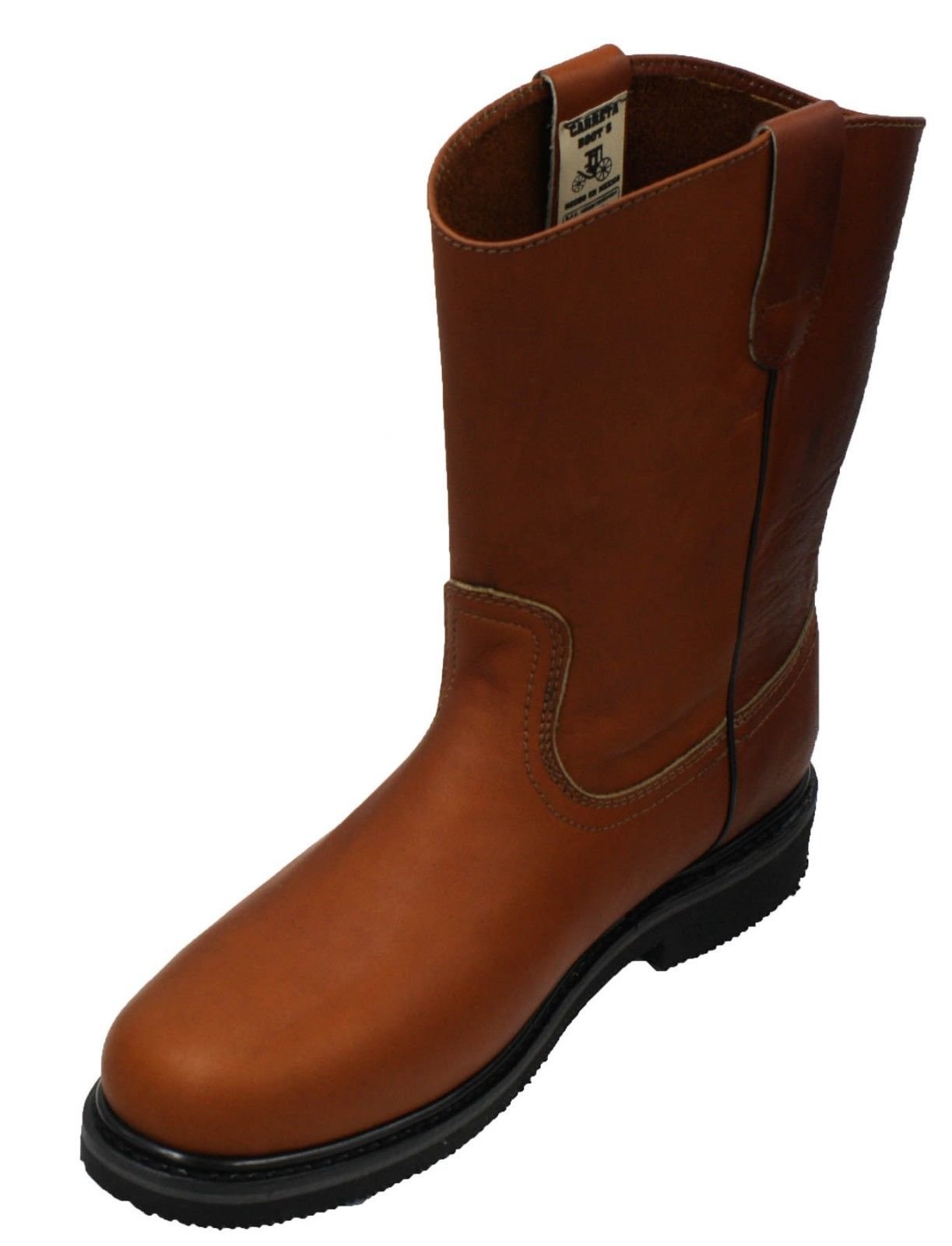 Men's Slip Resistant Leather Work Boots - Oil & Waterproof Pull On Boots for Construction, Warehouse & Outdoor Work