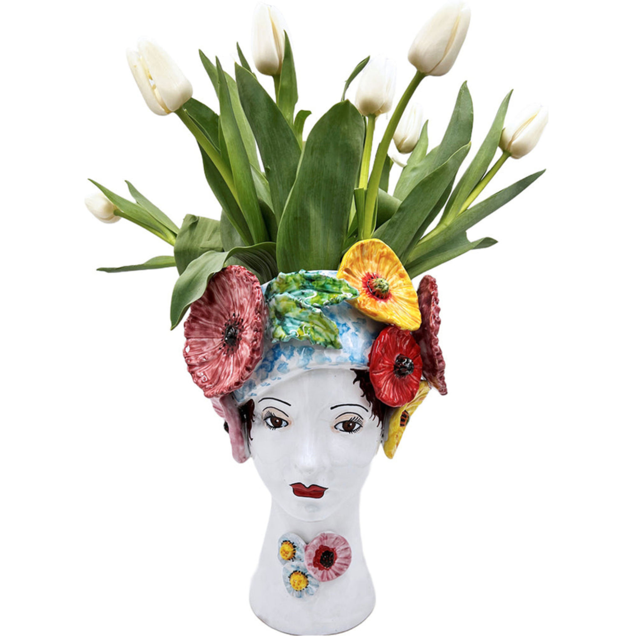 Ceramic Flower Vase for Home Decor - Elegant Handmade Head Planter with Drainage Hole - Perfect for Indoor Plants, Succulents, and Table Centerpieces